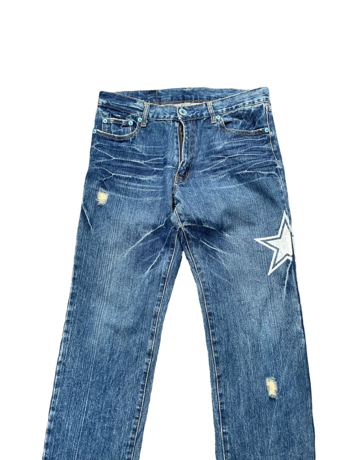 If Six Was Nine Vintage Denim Peace Painted Size US 34 / EU 50 - 6 Thumbnail