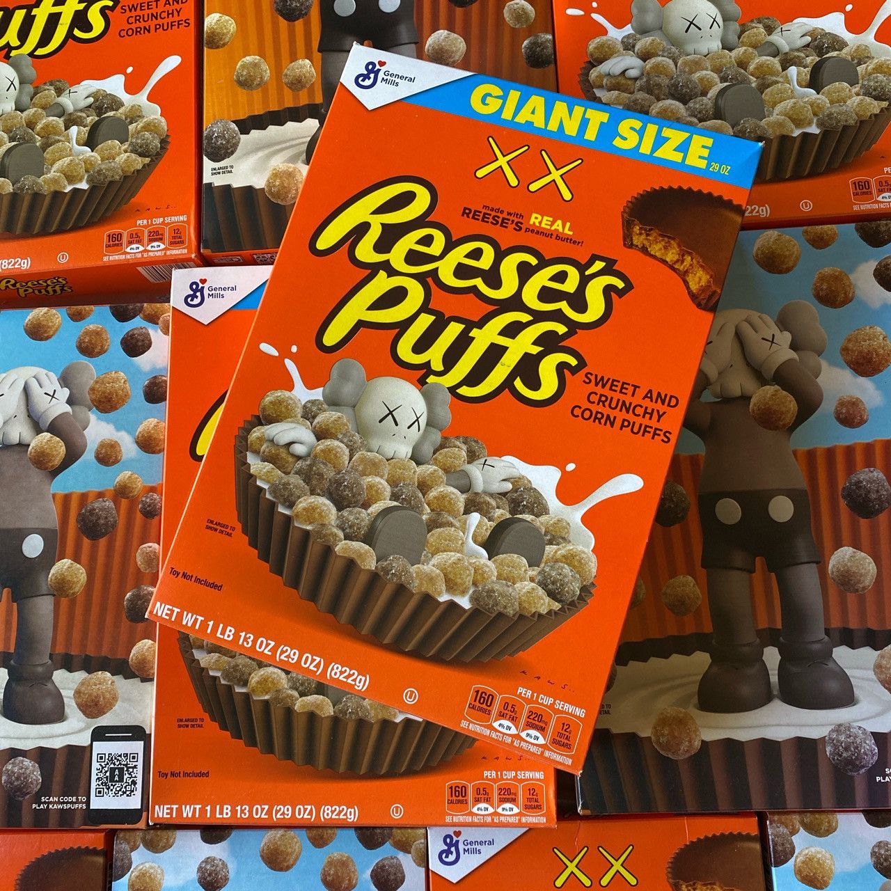 Vintage 🔥 Official Kaws X Reese Puffs Cereal Box Giant Size | Grailed