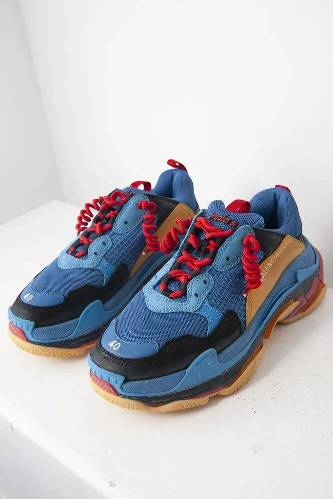 Balenciaga AW18 blue yellow red Triple S sneakers Size US 7 / EU 40 - 1 Thumbnail
