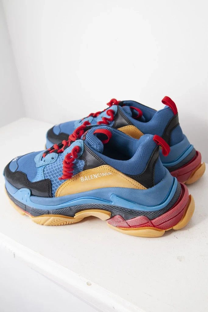 Balenciaga AW18 blue yellow red Triple S sneakers Size US 7 / EU 40 - 4 Thumbnail
