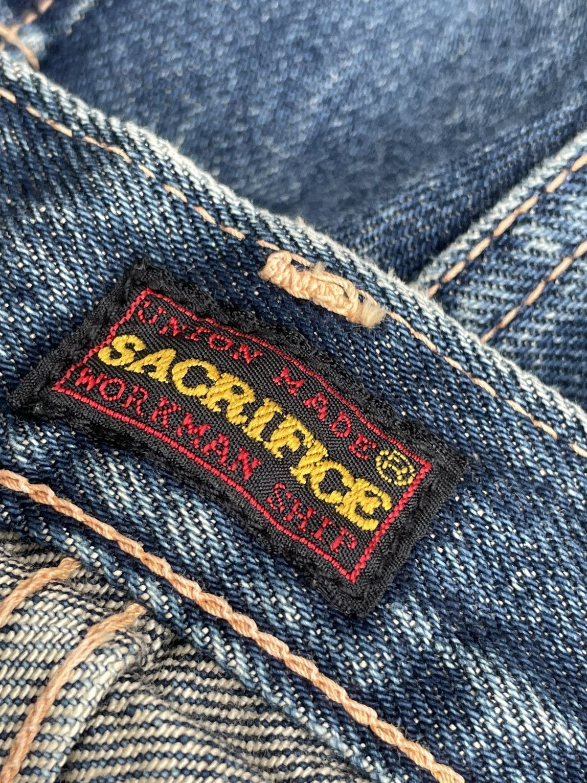 Japanese Brand × Vintage Sacrifice Union Made Vintage Selvedge Redline Distressed Size US 34 / EU 50 - 16 Thumbnail