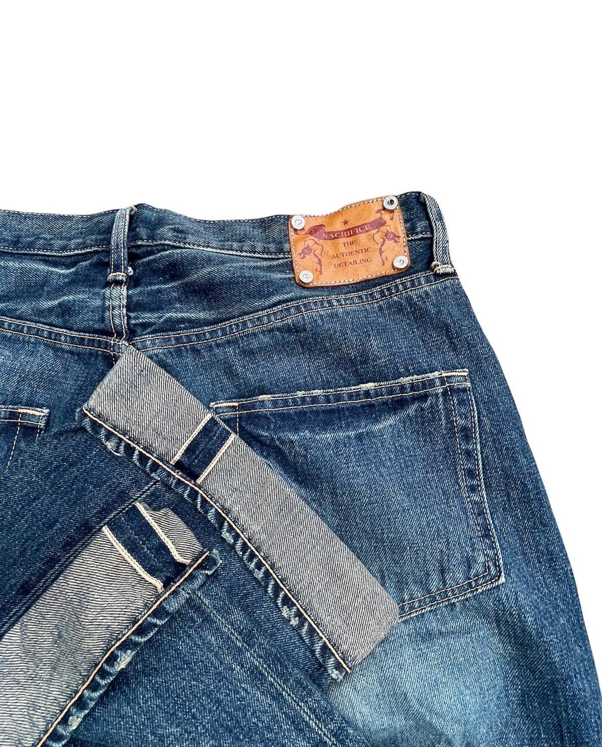 Japanese Brand × Vintage Sacrifice Union Made Vintage Selvedge Redline Distressed Size US 34 / EU 50 - 7 Thumbnail