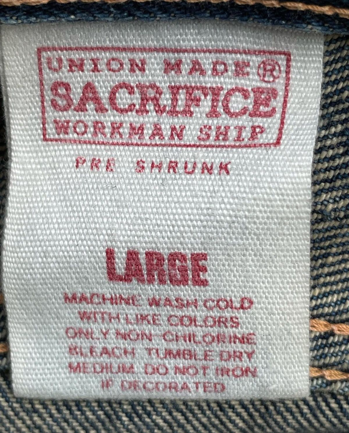 Japanese Brand × Vintage Sacrifice Union Made Vintage Selvedge Redline Distressed Size US 34 / EU 50 - 10 Thumbnail