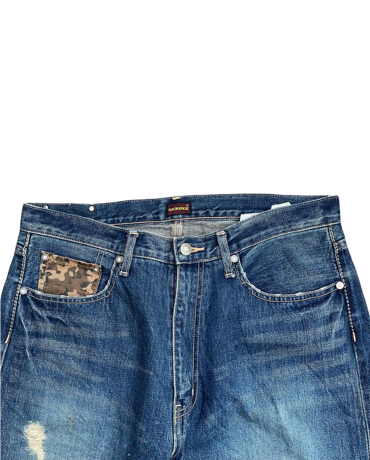Japanese Brand × Vintage Sacrifice Union Made Vintage Selvedge Redline Distressed Size US 34 / EU 50 - 3 Thumbnail