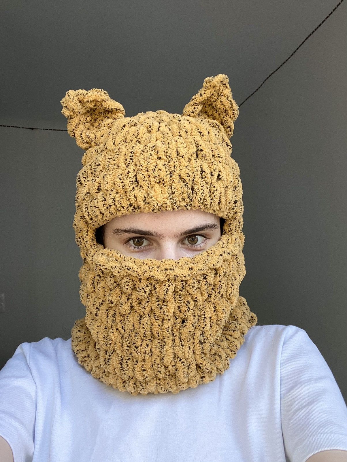 Handmade × Japanese Brand Handmade Knitted Balaclava Ski Mask Bunny Cat Style Tiktok Size ONE SIZE - 1 Thumbnail