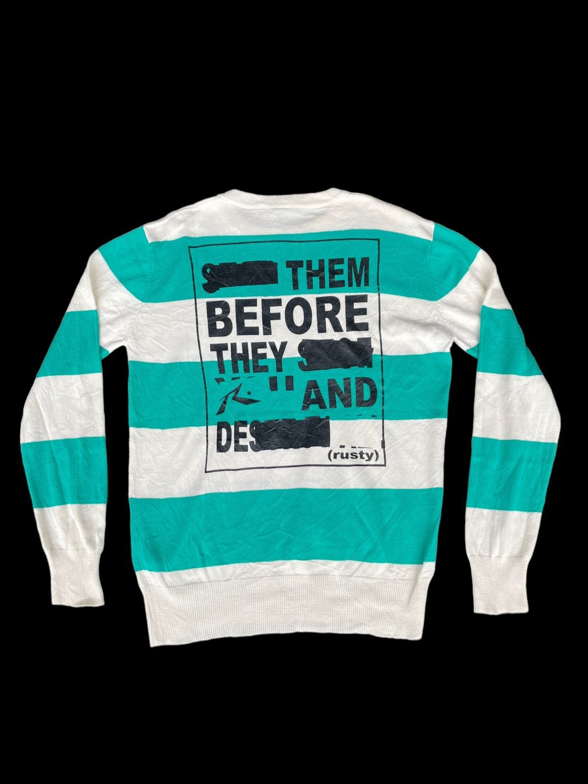 RUSTY Surf Streetwear Stripes Pullover Knitted Sweater L