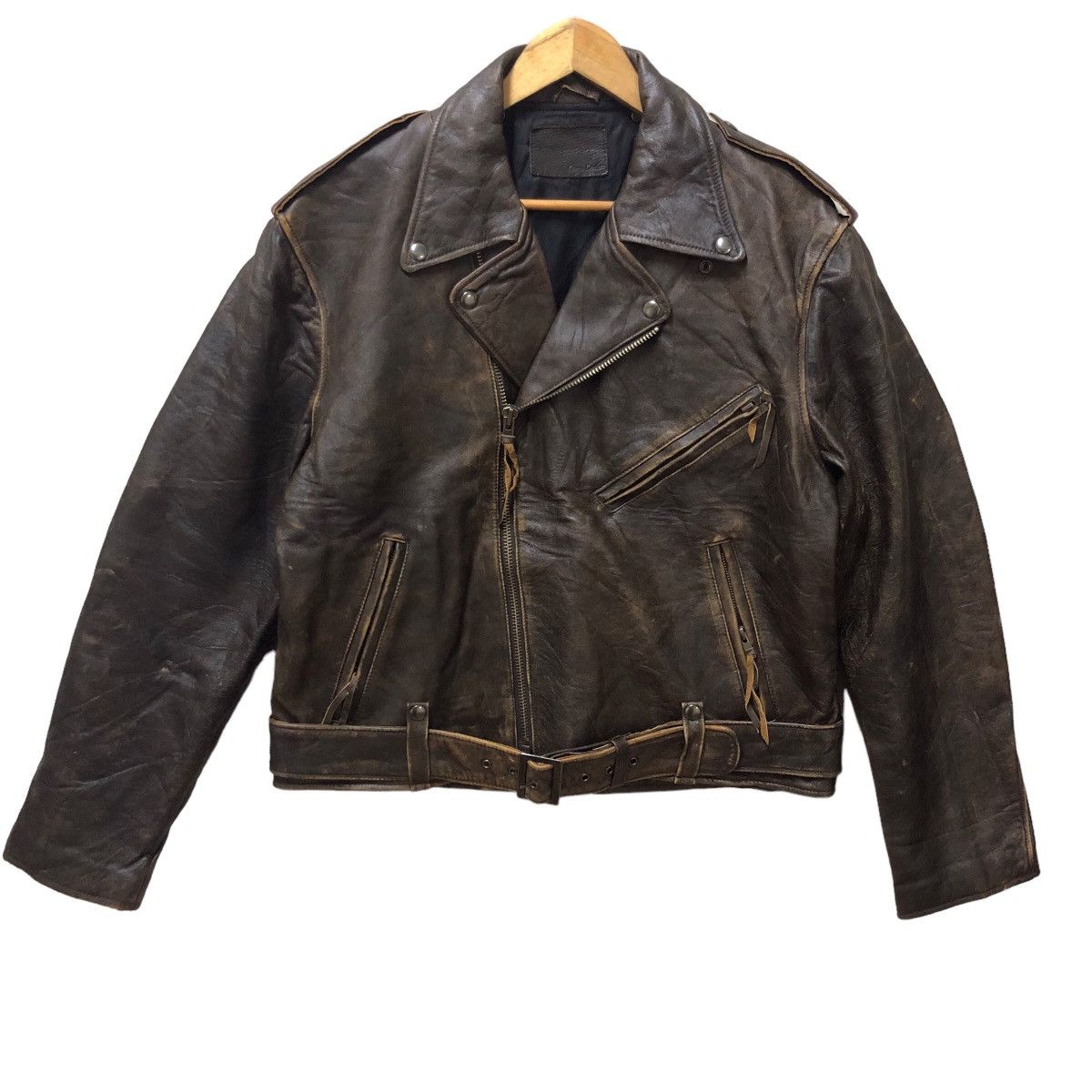 Rare liugoo leathers japan dark brown double collar jacket