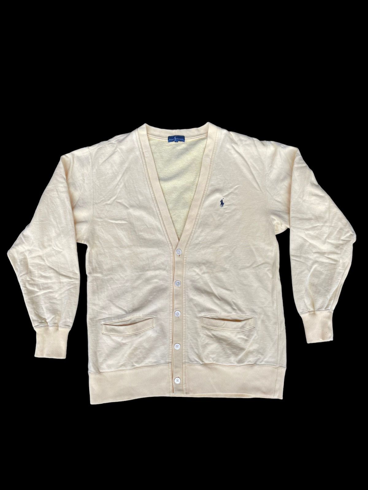 Vtg Polo Ralph Lauren Small Pony Embroidered Cotton Cardigan
