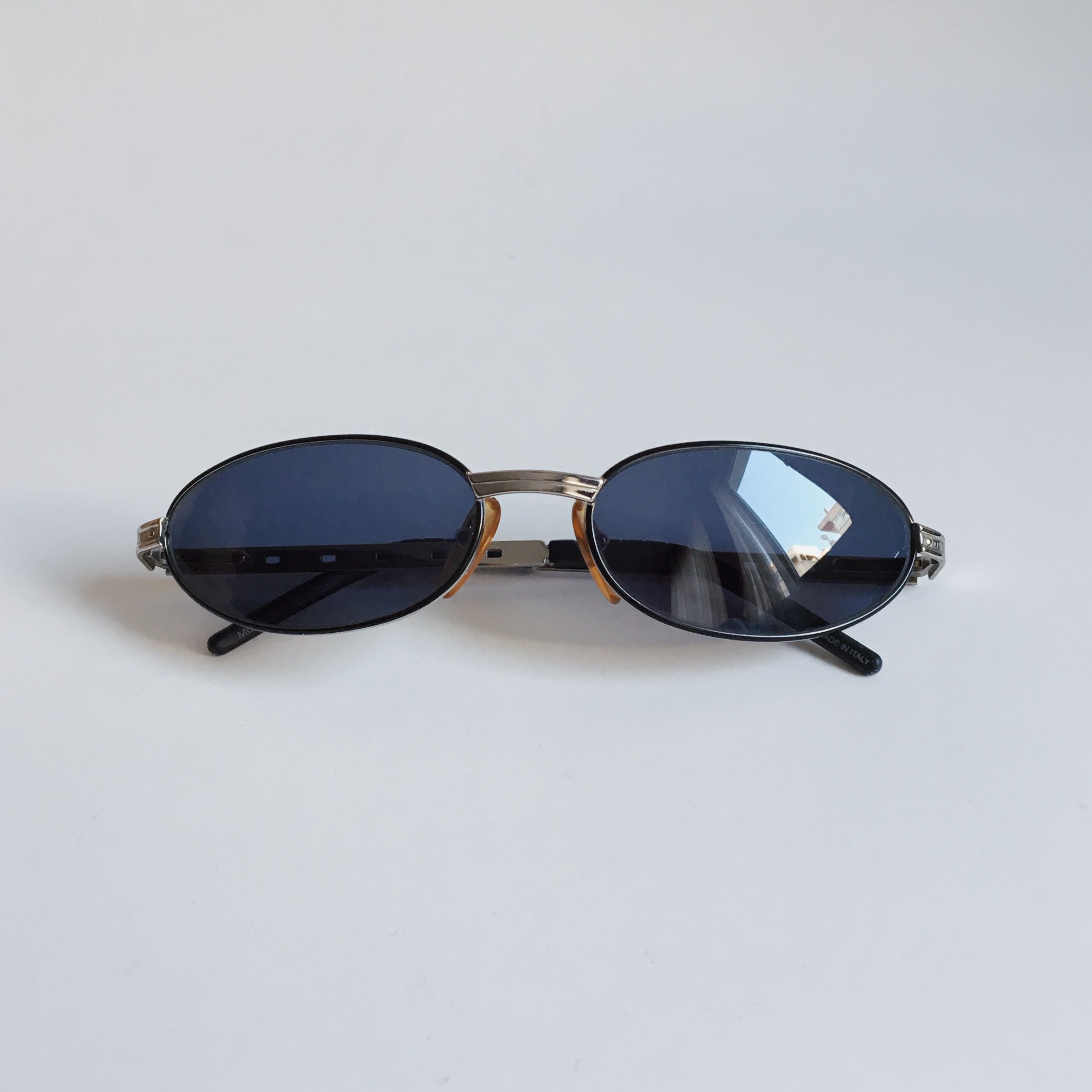 Vintage Exess Vintage Oval Sunglasses Silver & Dark Blue 90's NOS Size ONE SIZE - 3 Thumbnail