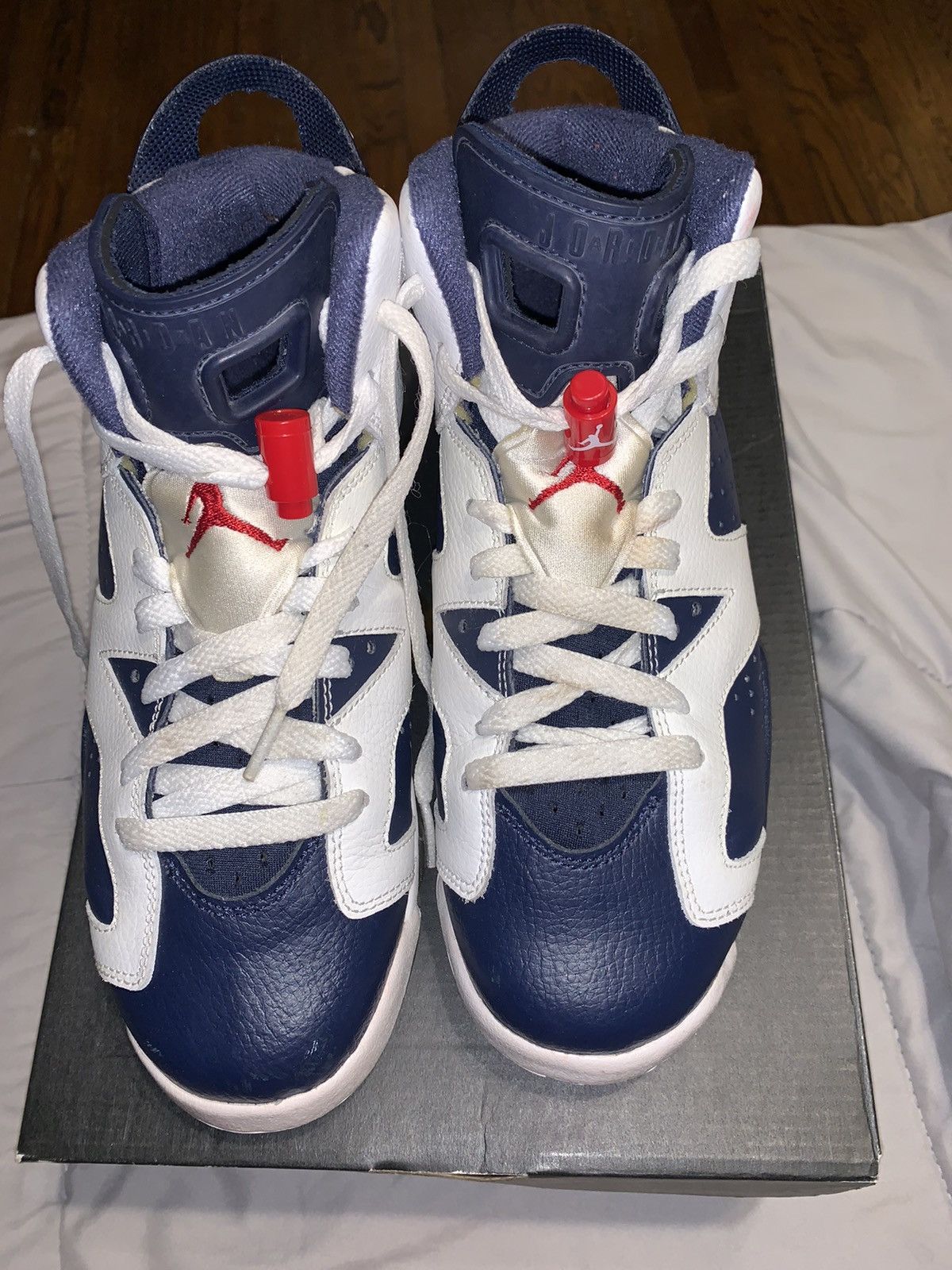 Jordan Brand Air Jordan 6 Retro GS Olympic 2012 Size US 6 / EU 39 - 5 Thumbnail