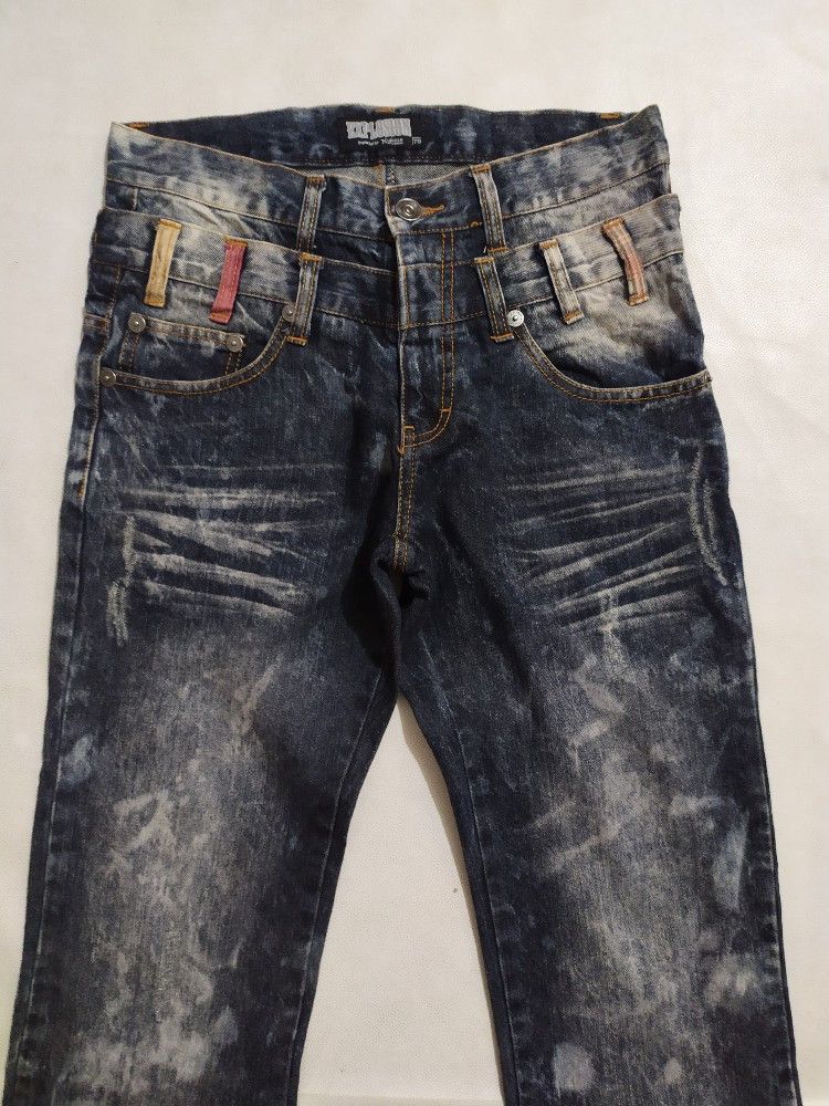 Japanese Brand 🔥NYLAUS Japanese Brand Double Waist Acid Wash Jeans Pants Size US 30 / EU 46 - 2 Thumbnail
