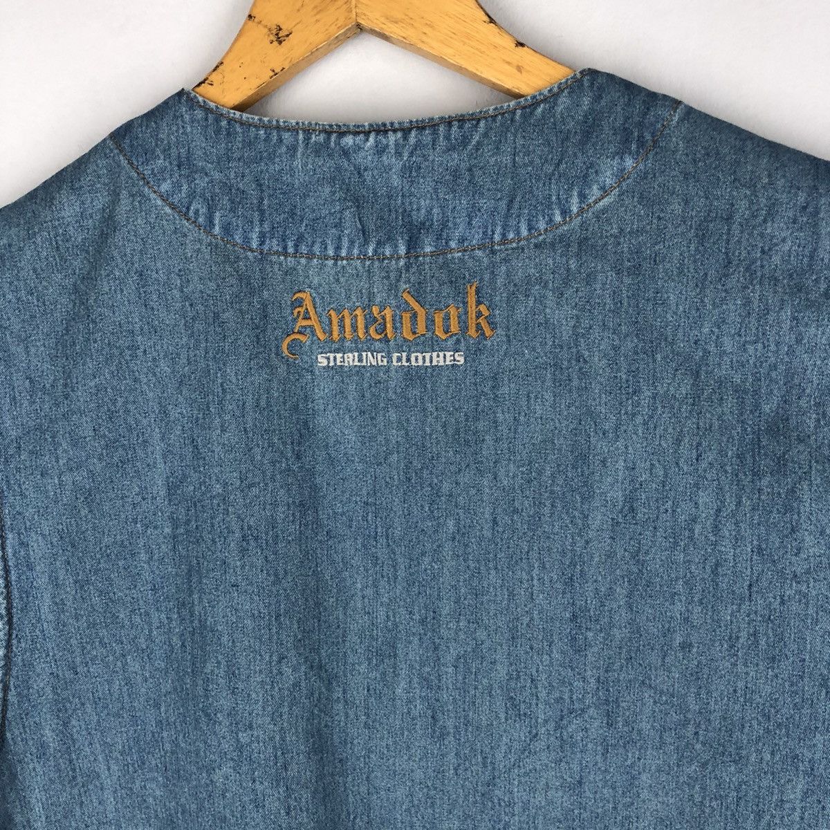 Designer 🔥AMADOK STERLING DENIM SHIRT 4POCKET VEST Size US L / EU 52-54 / 3 - 8 Thumbnail