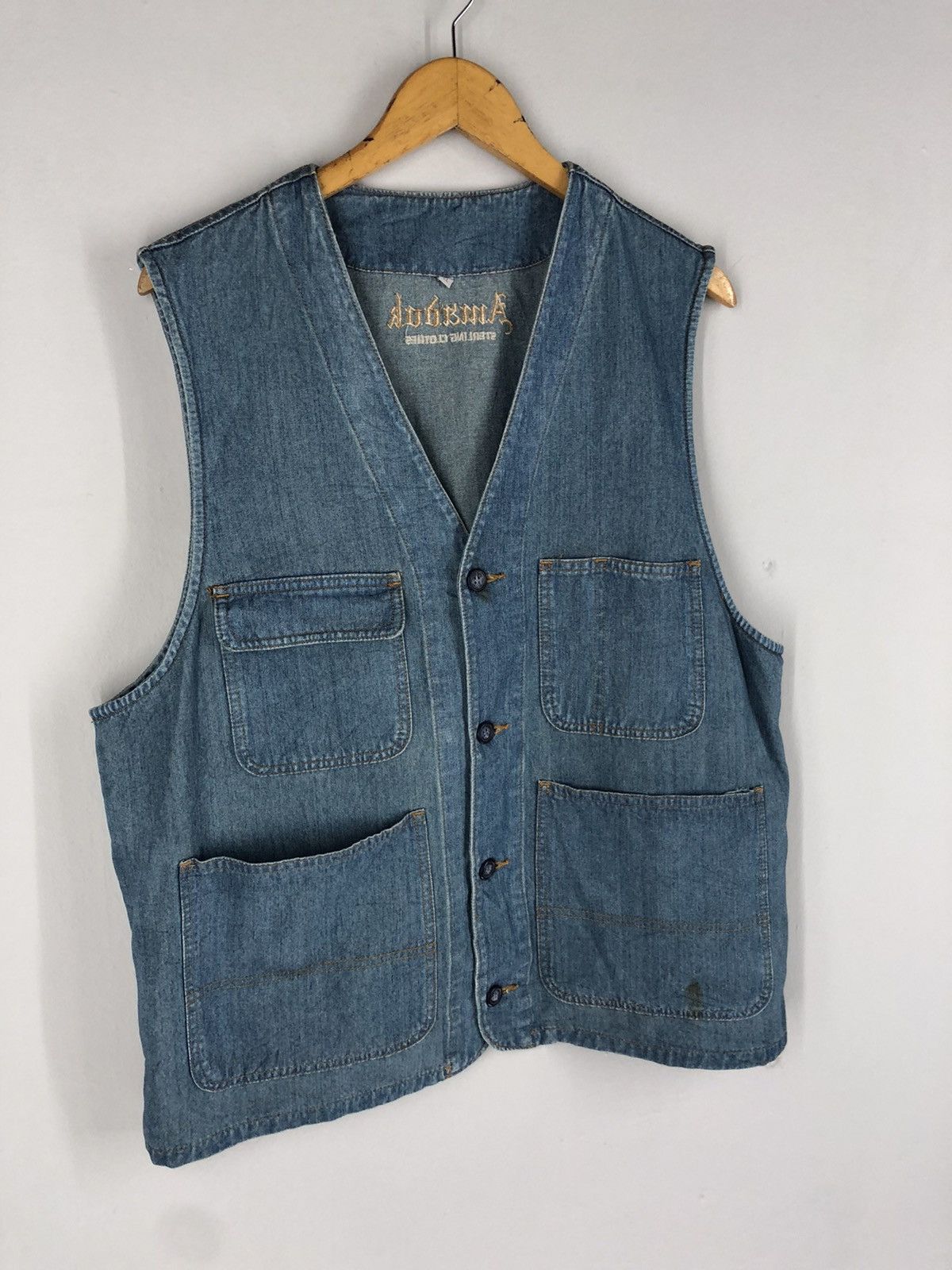 Designer 🔥AMADOK STERLING DENIM SHIRT 4POCKET VEST Size US L / EU 52-54 / 3 - 5 Thumbnail