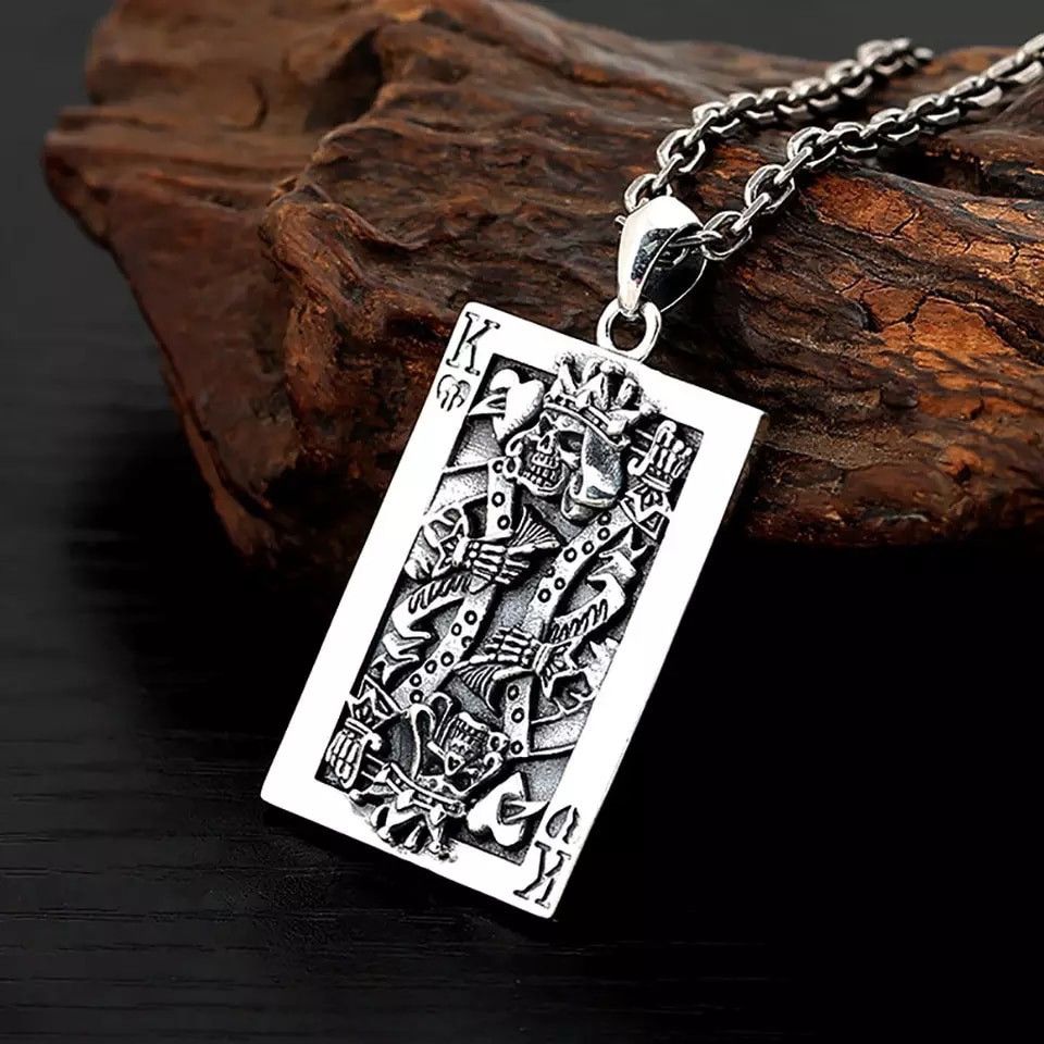 Other Gothic Spades K Skull Punk Street Biker Pendant Necklace Size ONE SIZE - 4 Thumbnail
