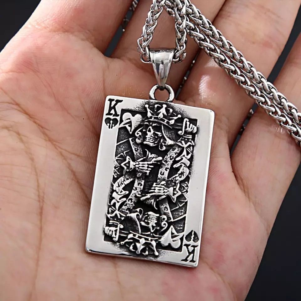 Other Gothic Spades K Skull Punk Street Biker Pendant Necklace Size ONE SIZE - 1 Thumbnail
