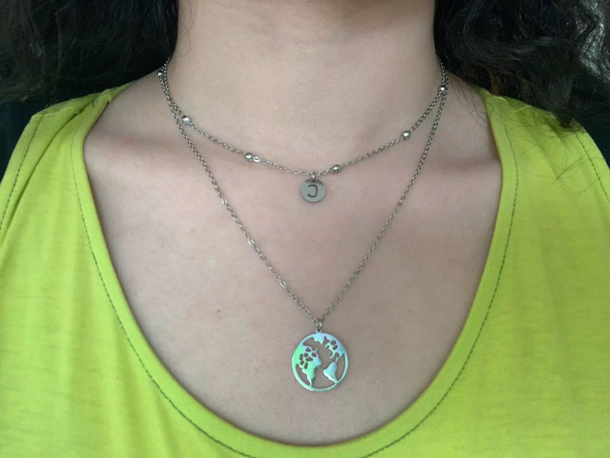 Jewelry × Vintage Silver World Map Pendant Necklace Size ONE SIZE - 3 Thumbnail