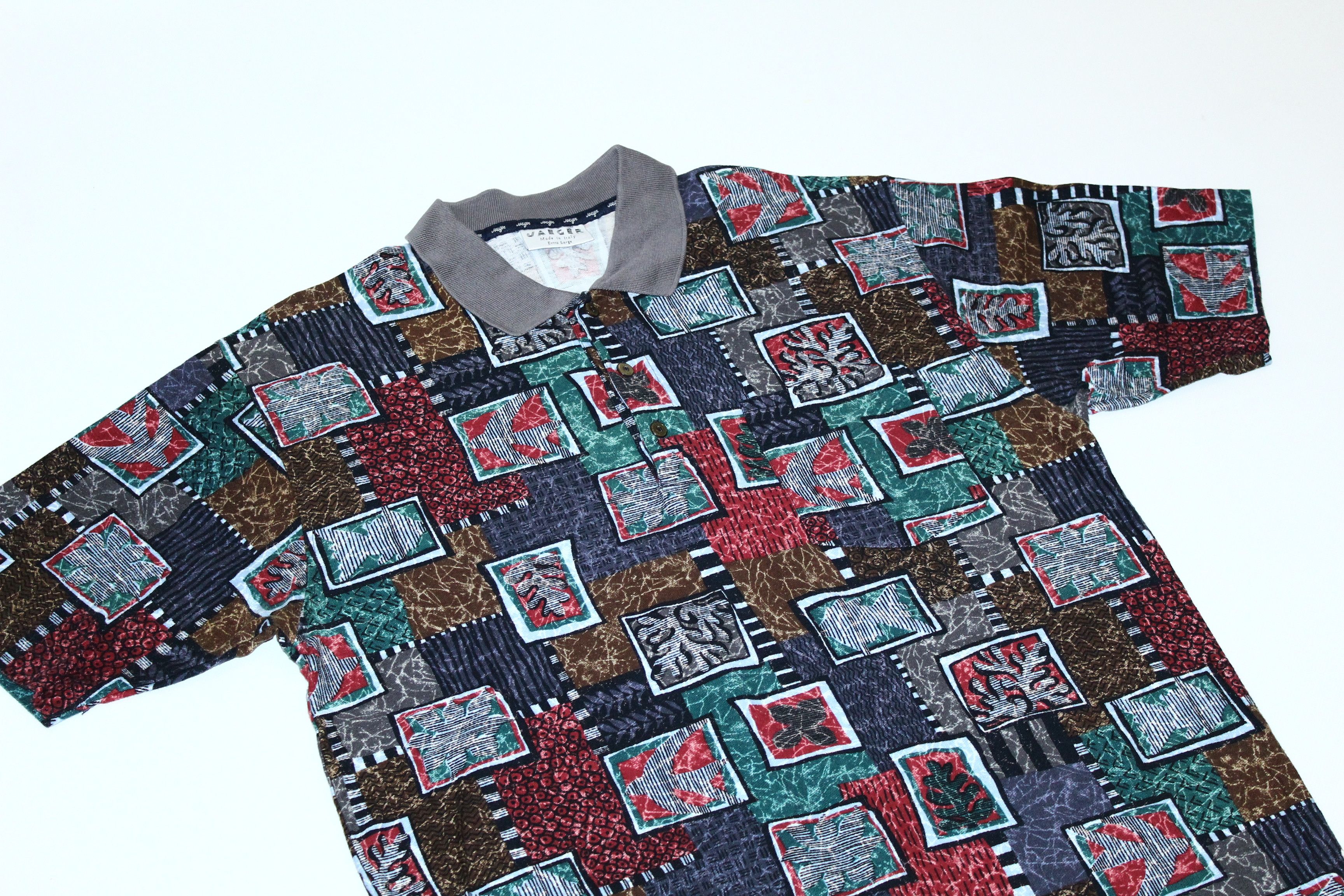 Jaeger VTG Jaeger Abstract Art All Over Print Polo Shirt Size US XL / EU 56 / 4 - 3 Thumbnail