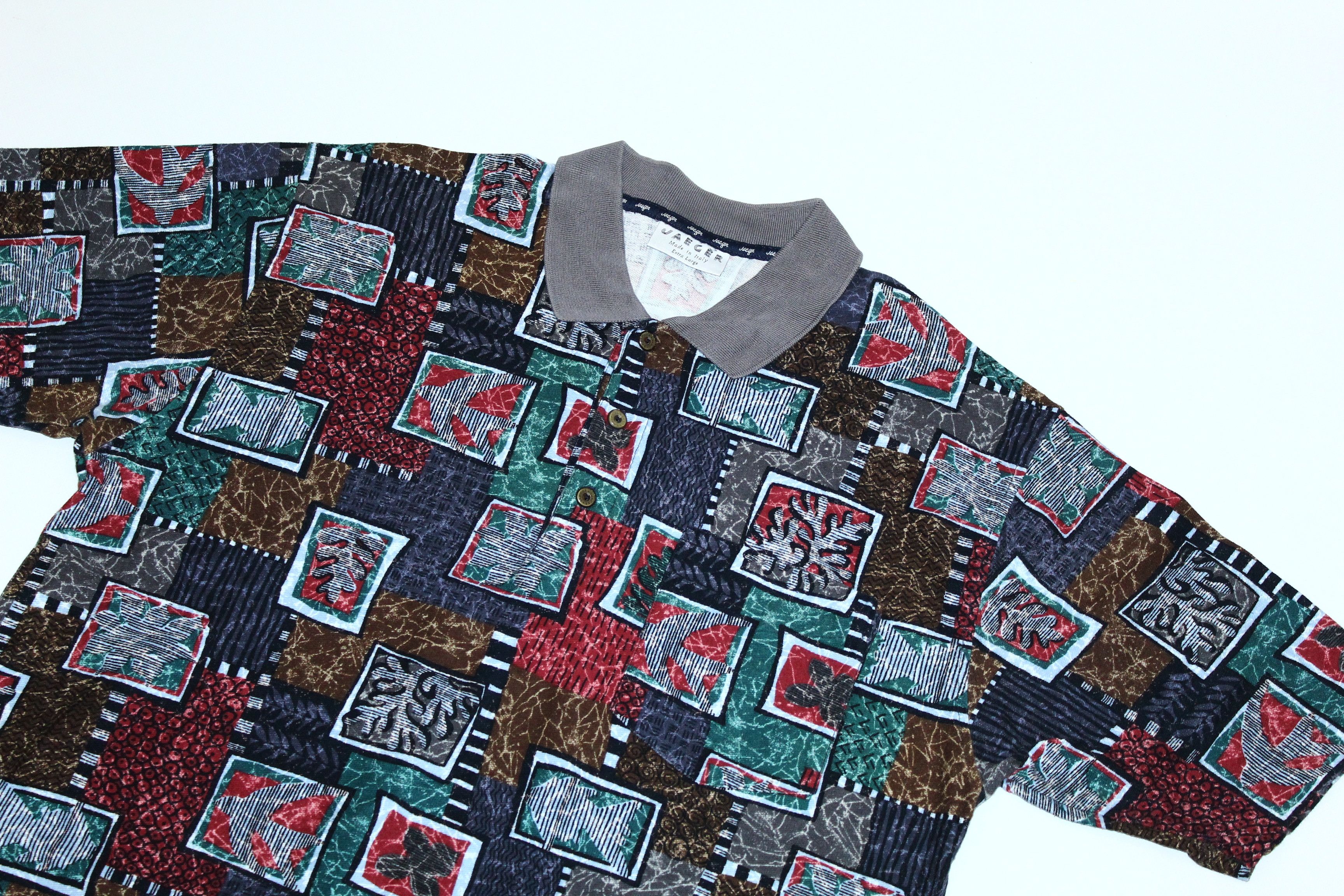 Jaeger VTG Jaeger Abstract Art All Over Print Polo Shirt Size US XL / EU 56 / 4 - 2 Thumbnail