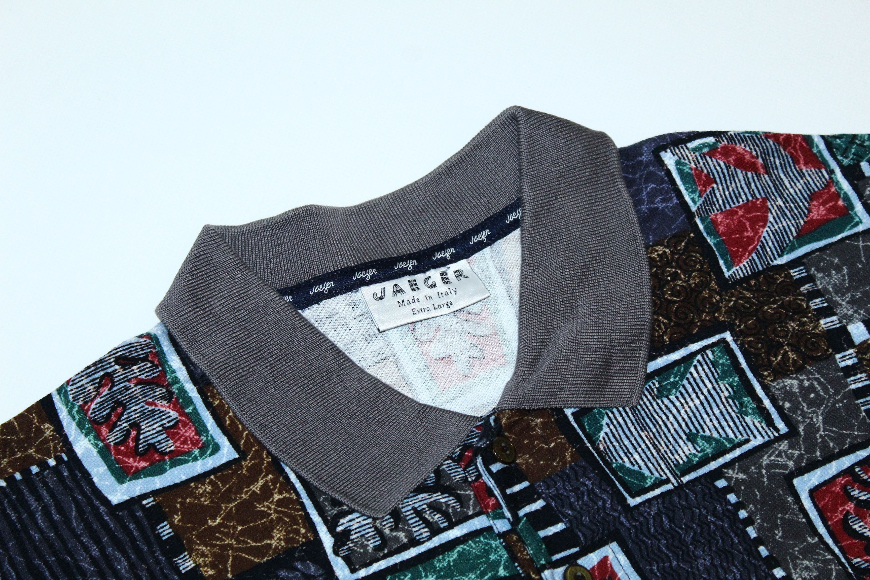 Jaeger VTG Jaeger Abstract Art All Over Print Polo Shirt Size US XL / EU 56 / 4 - 4 Thumbnail
