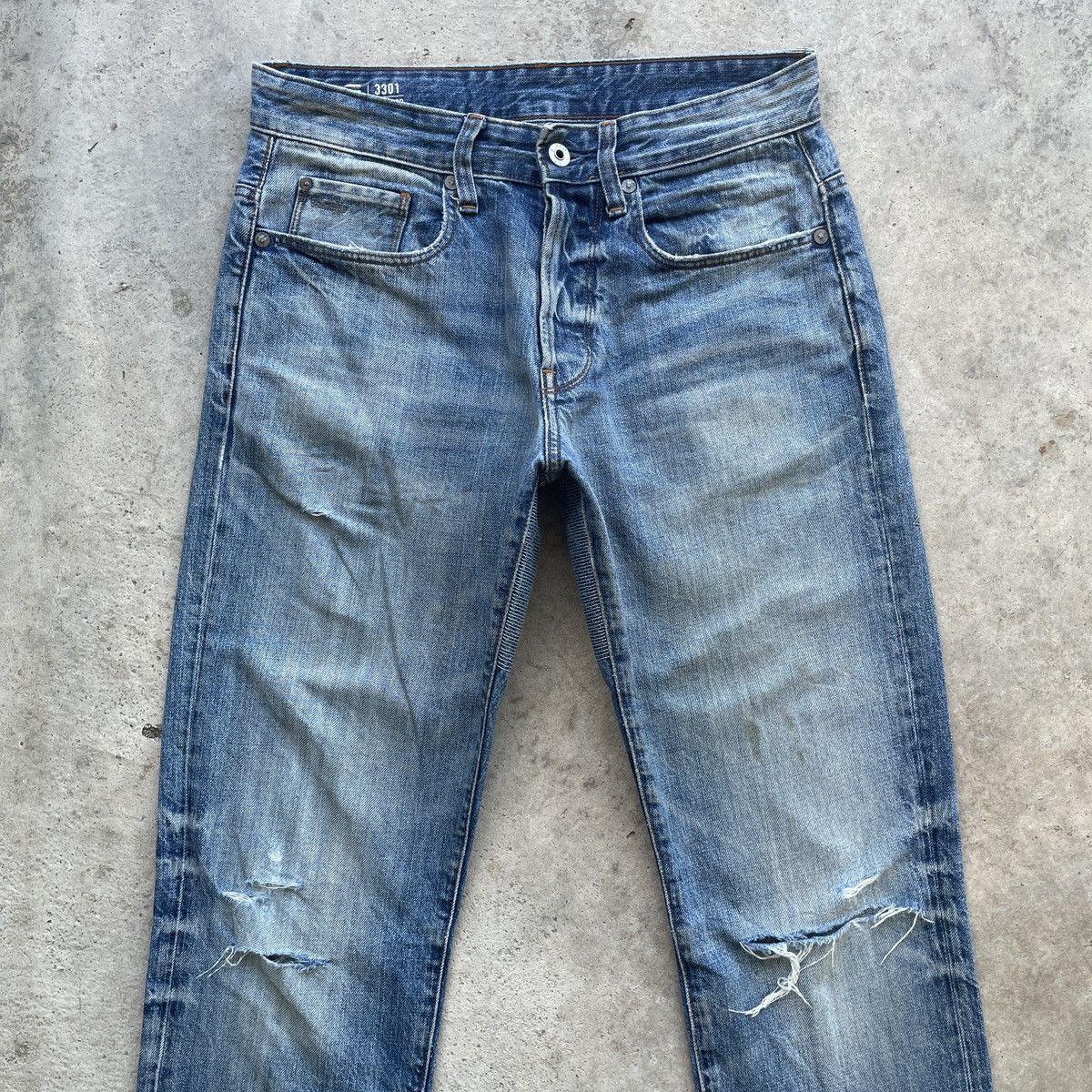 G-Star Rare🔥 G Star Raw Distressed Denim Jeans Pants Faded W30x32 Size US 30 / EU 46 - 4 Thumbnail