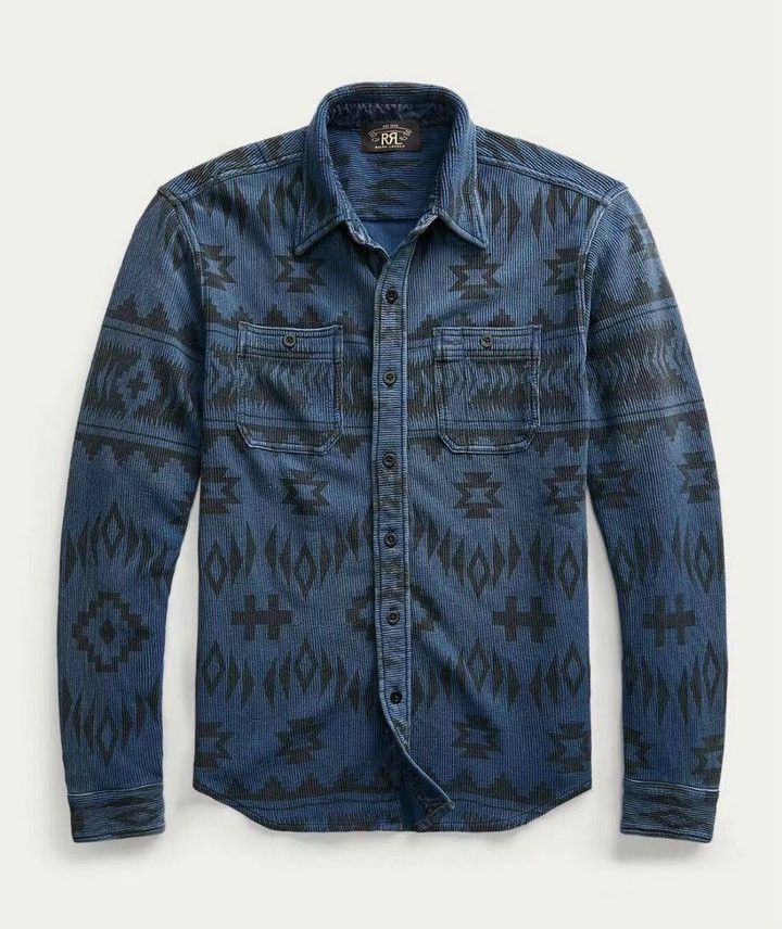 RRL Ralph Lauren Southwestern Corduroy Work Shirt Aztec Indian Serape Size US L / EU 52-54 / 3 - 1 Thumbnail