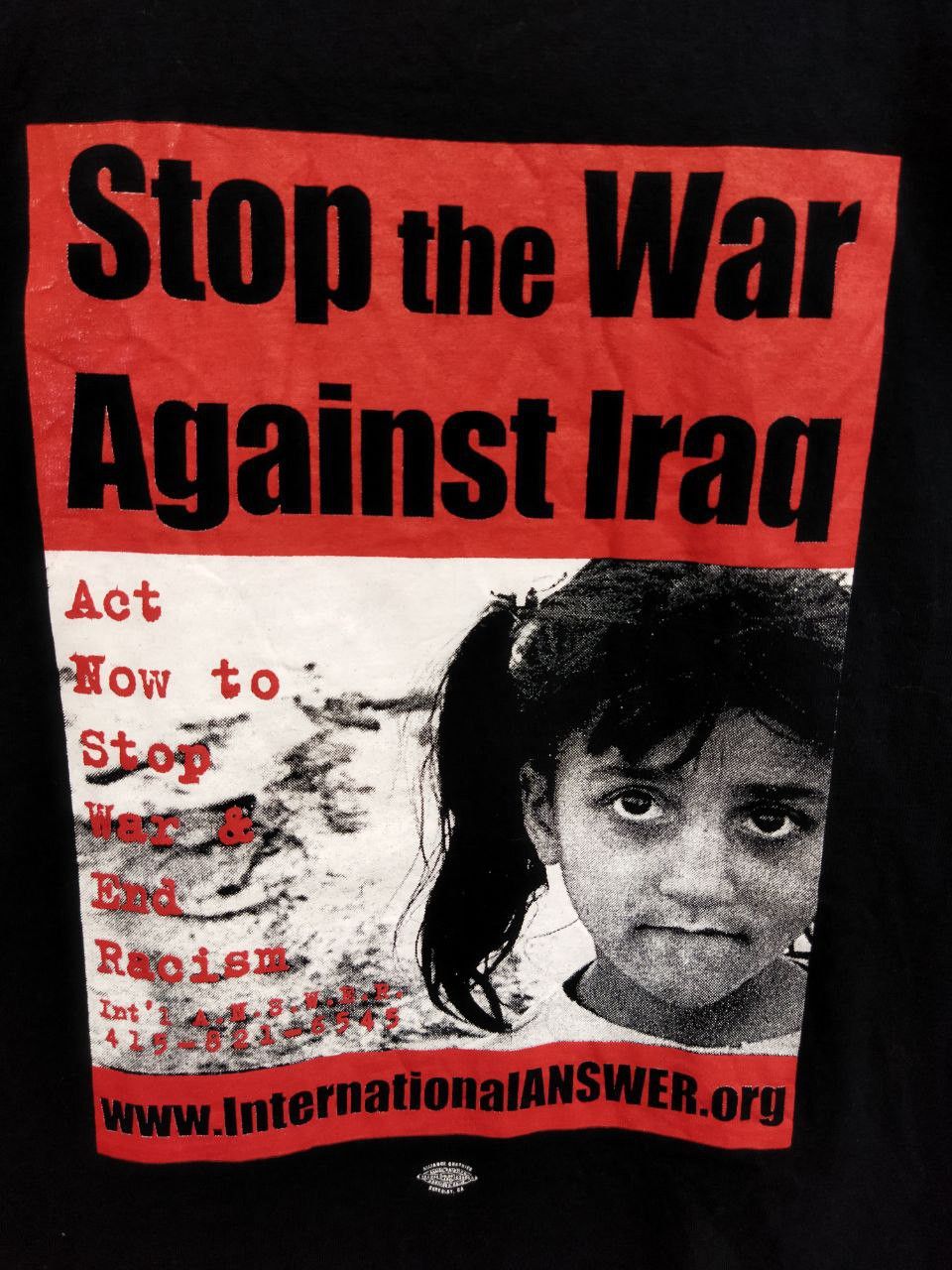 Vintage Vintage Stop The War Against Iraq Tshirt Size US M / EU 48-50 / 2 - 3 Thumbnail