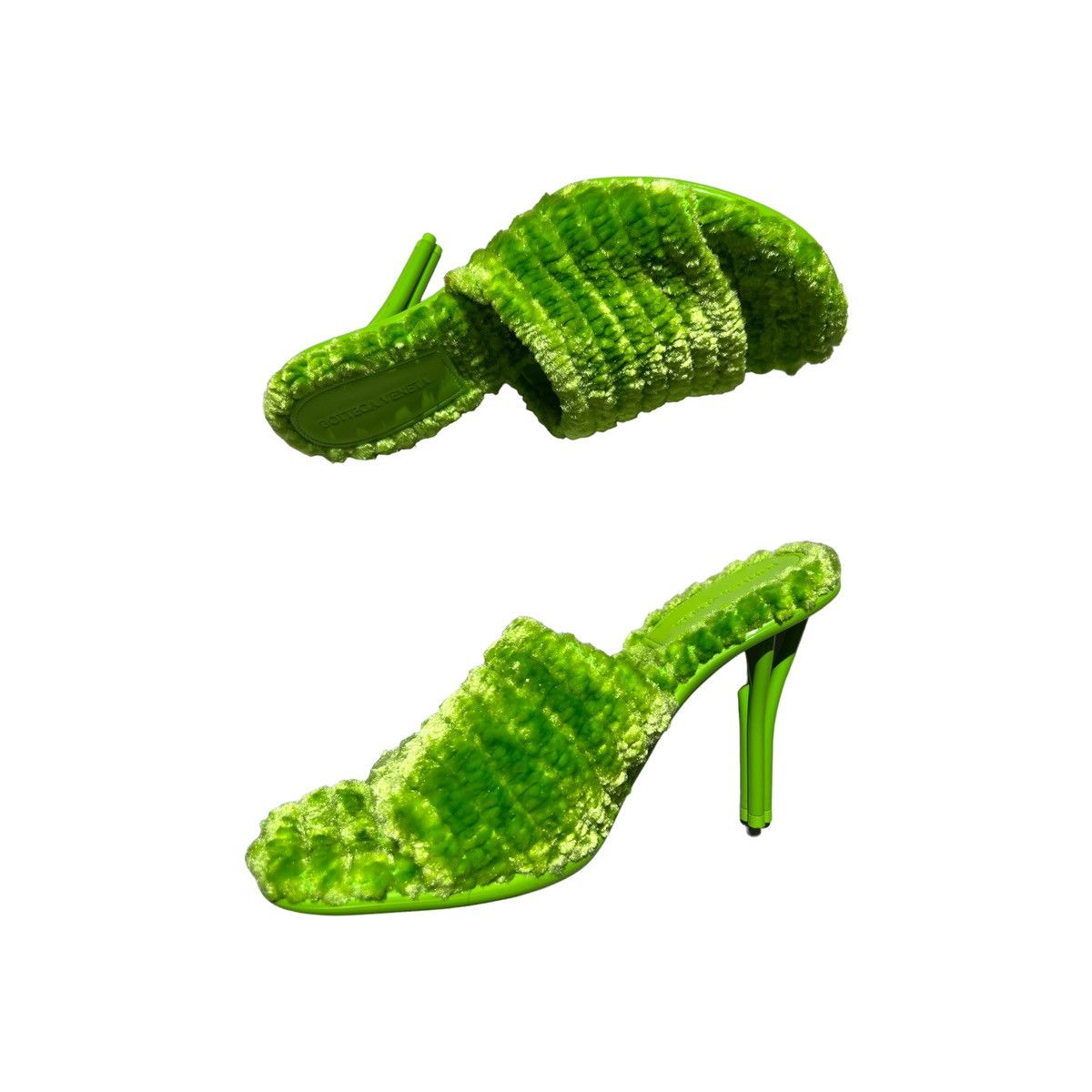 Furry stretch mule sandal