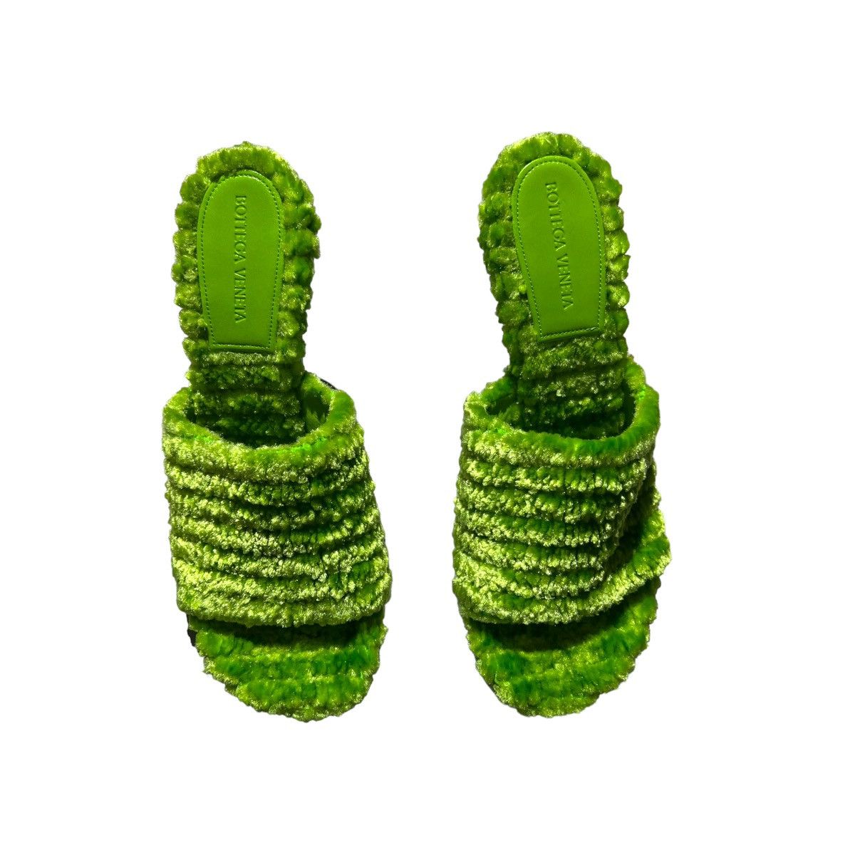 Furry stretch mule sandal