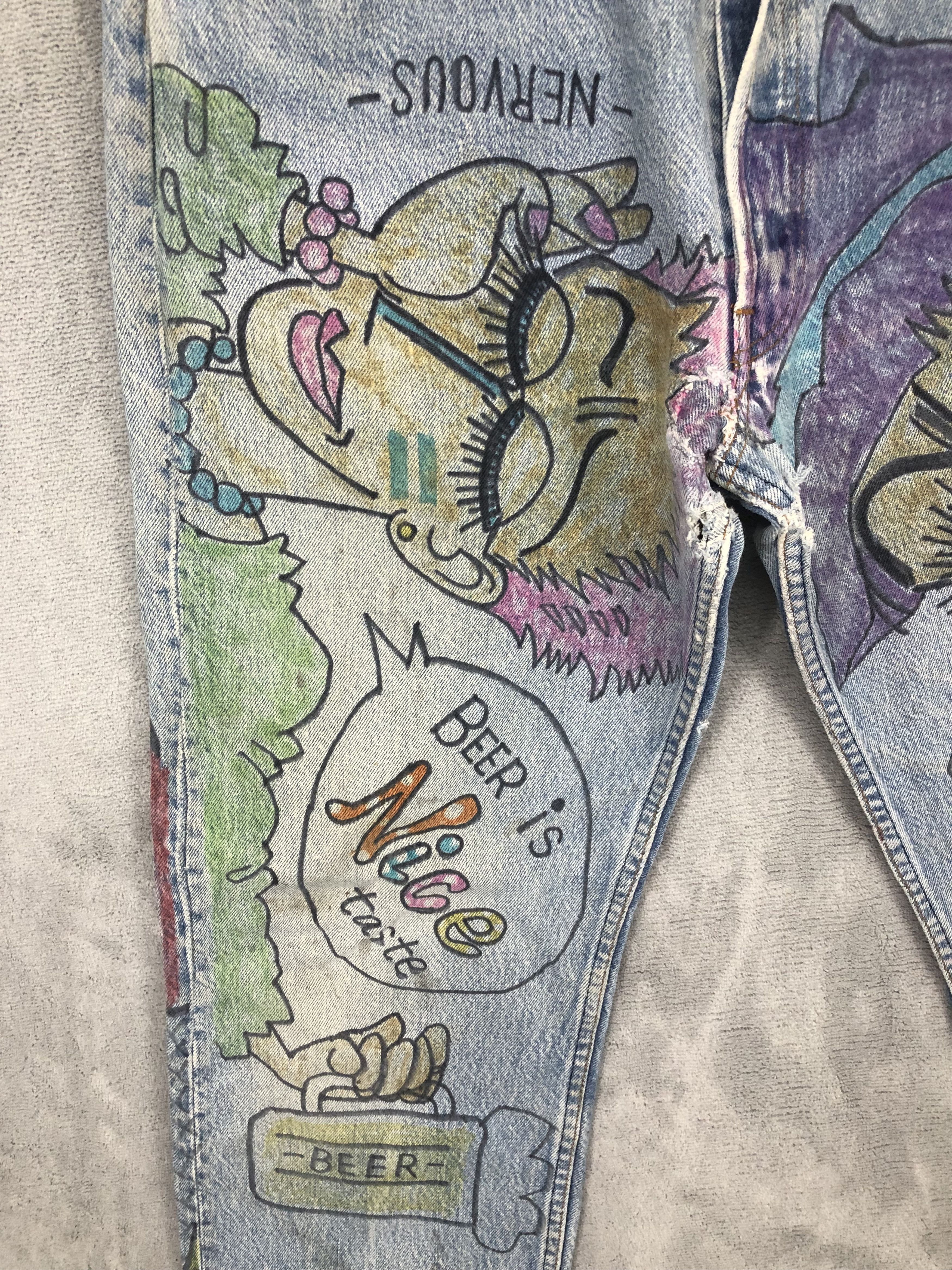 Levi's × Vintage Vintage Levi's 501 Painting Art Jeans Size US 35 - 4 Thumbnail