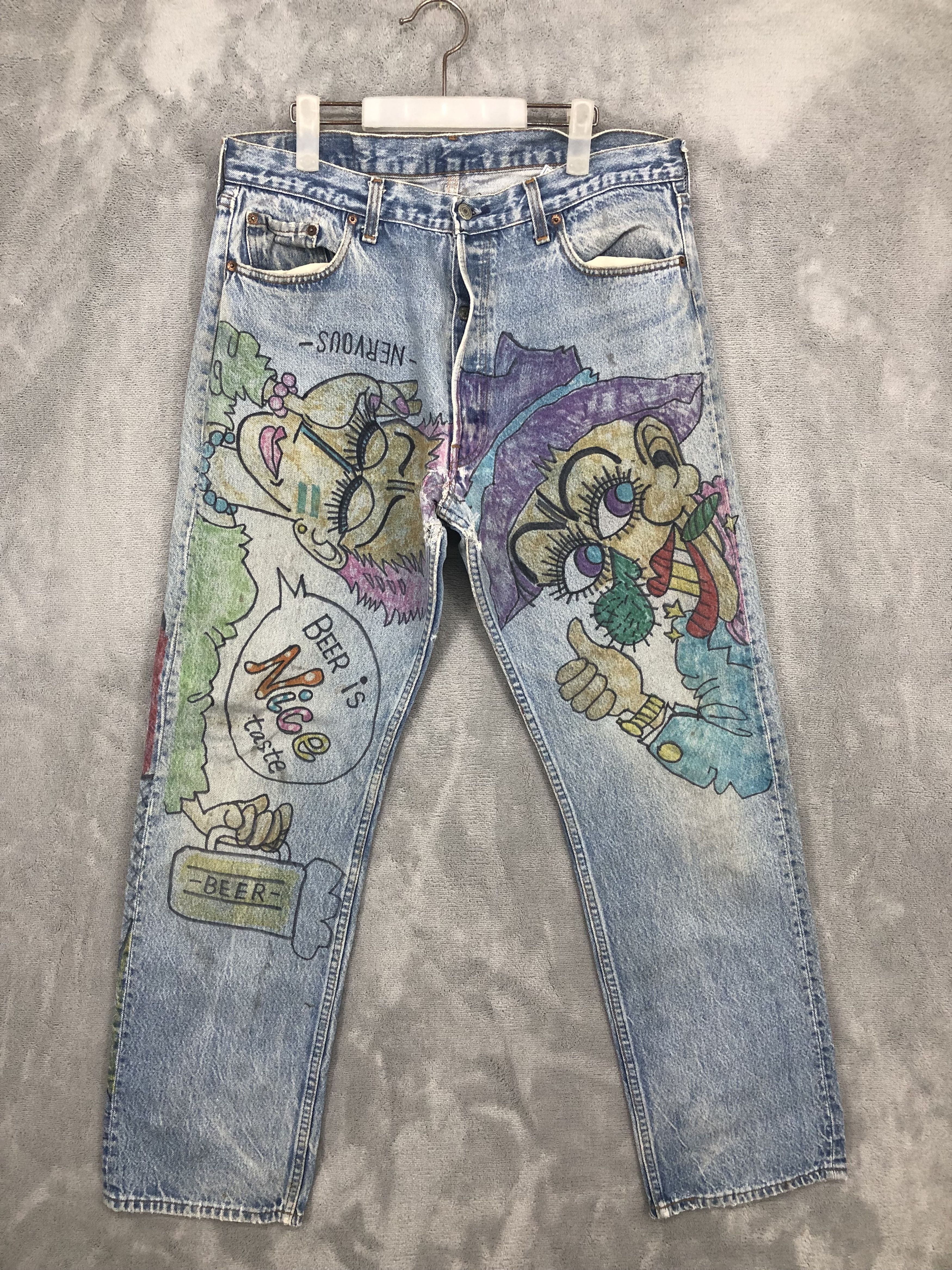 Vintage Vintage Levis 501 Artwork Painted Denim Jeans | Grailed