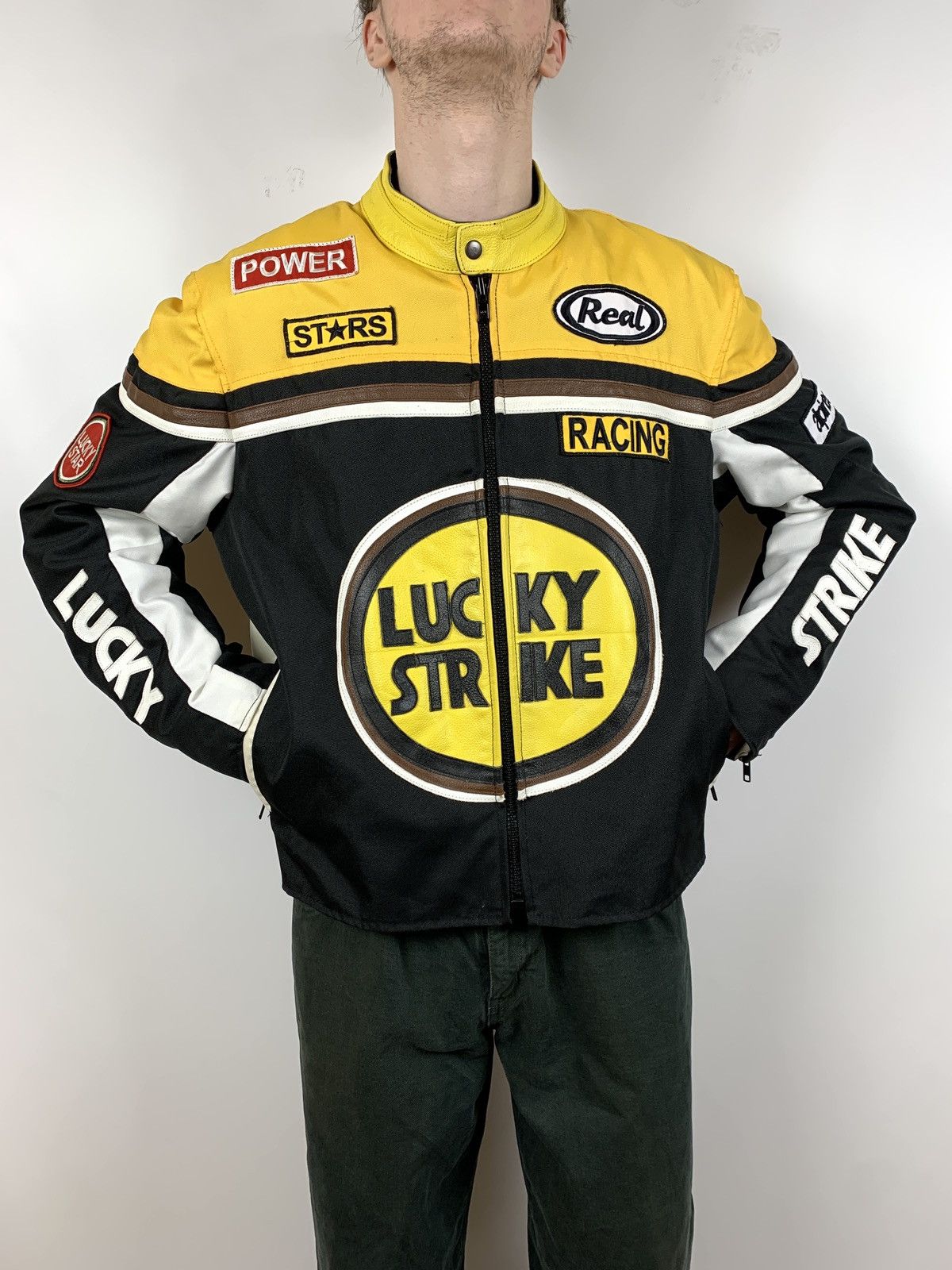 Vintage Vintage Lucky Strike Racing Leather Jacket Size US XL / EU 56 / 4 - 4 Thumbnail