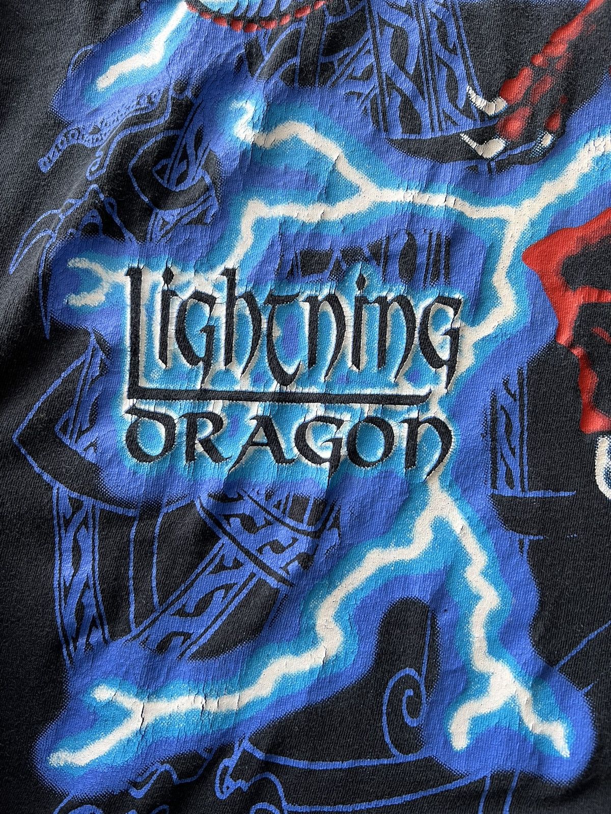 Band Tees Vintage 90s Dragon Lightning Black Tee (Travis Scott style) Size US L / EU 52-54 / 3 - 5 Thumbnail