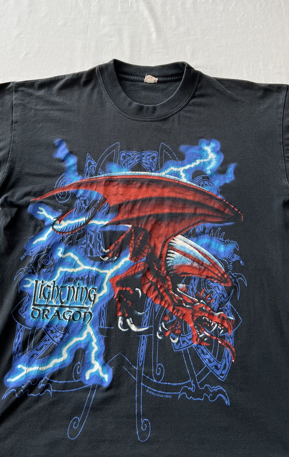 Band Tees Vintage 90s Dragon Lightning Black Tee (Travis Scott style) Size US L / EU 52-54 / 3 - 3 Thumbnail