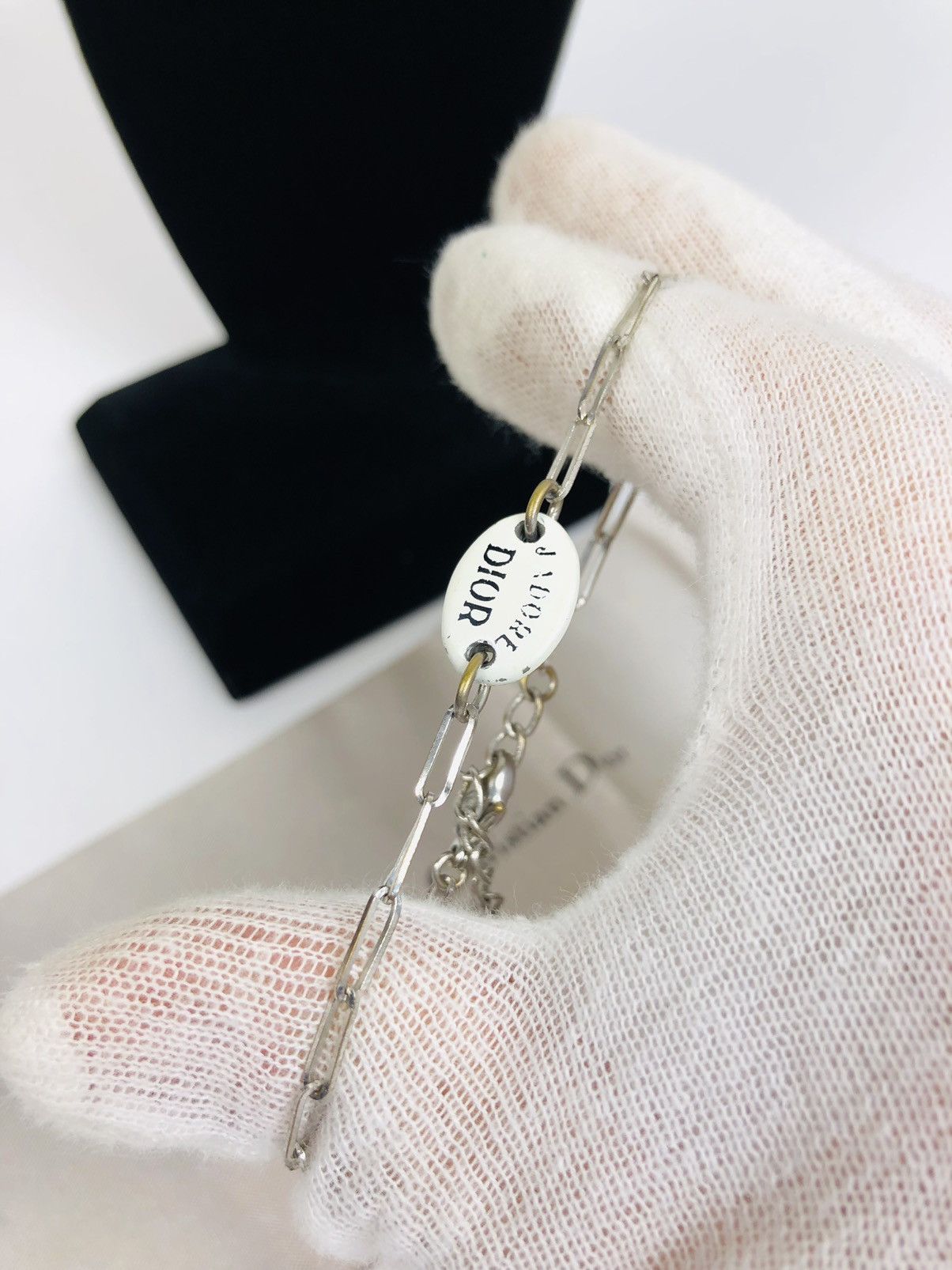 image of Dior J’Adore Dior Logo Bracelet in Silver, Men's