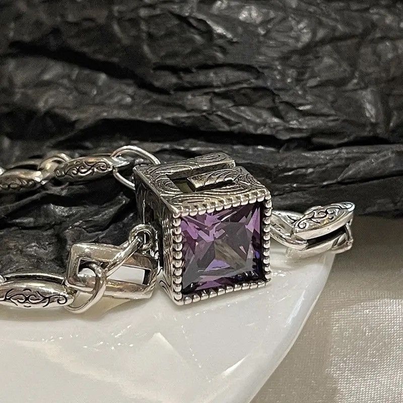 Jewelry Zircon Cube Chain Necklace Size ONE SIZE - 3 Thumbnail