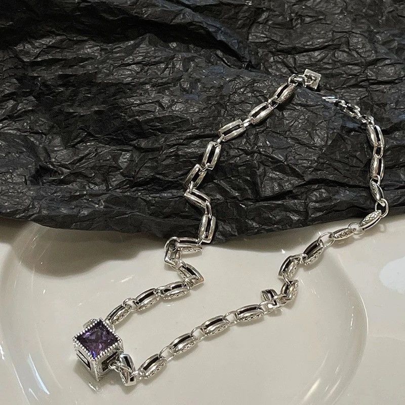 Jewelry Zircon Cube Chain Necklace Size ONE SIZE - 2 Thumbnail