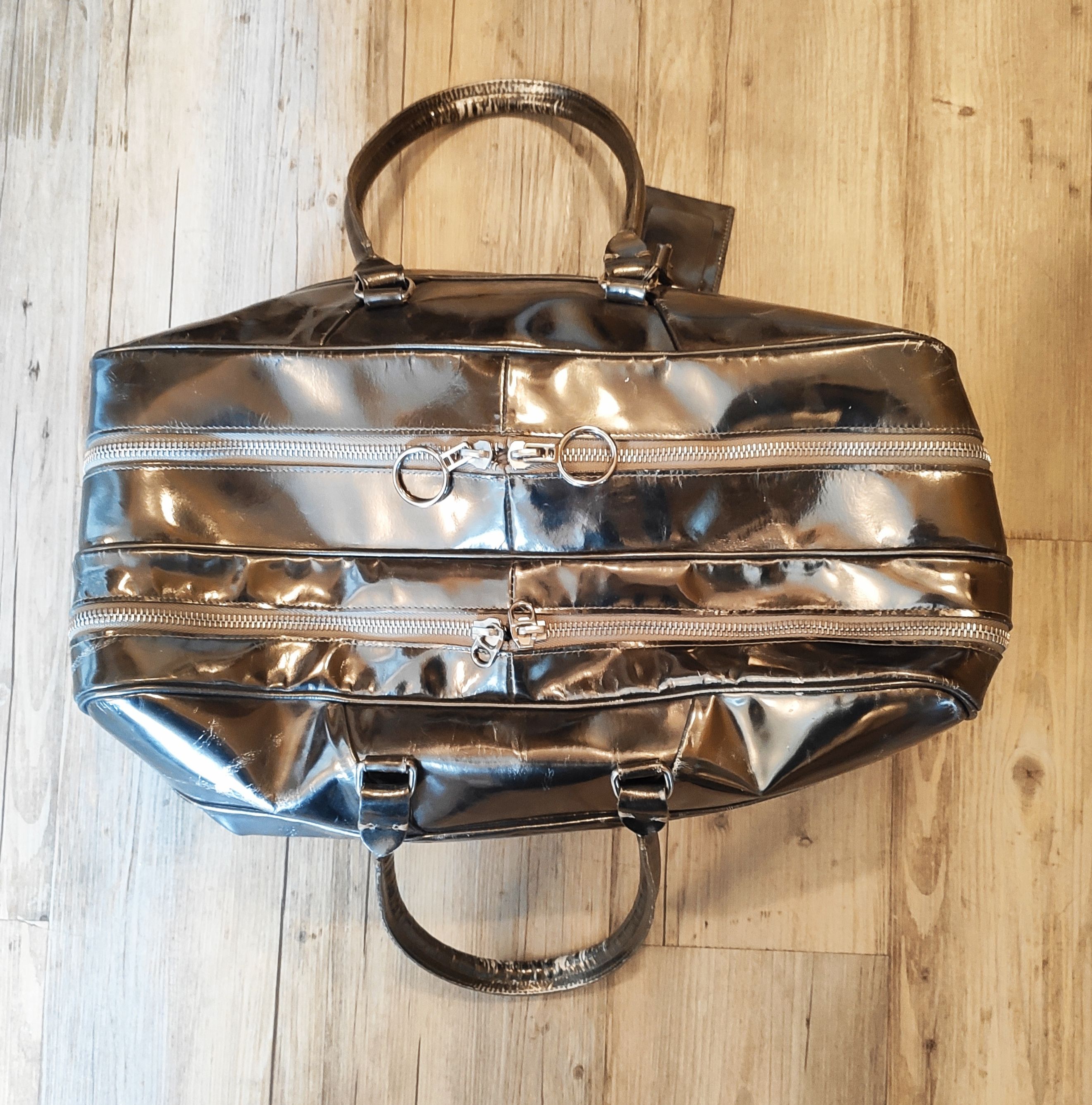 image of Florian Denicourt Astro Mirror Leather Travel Bag.like Raf Simons Or Dior in Silver, Men's