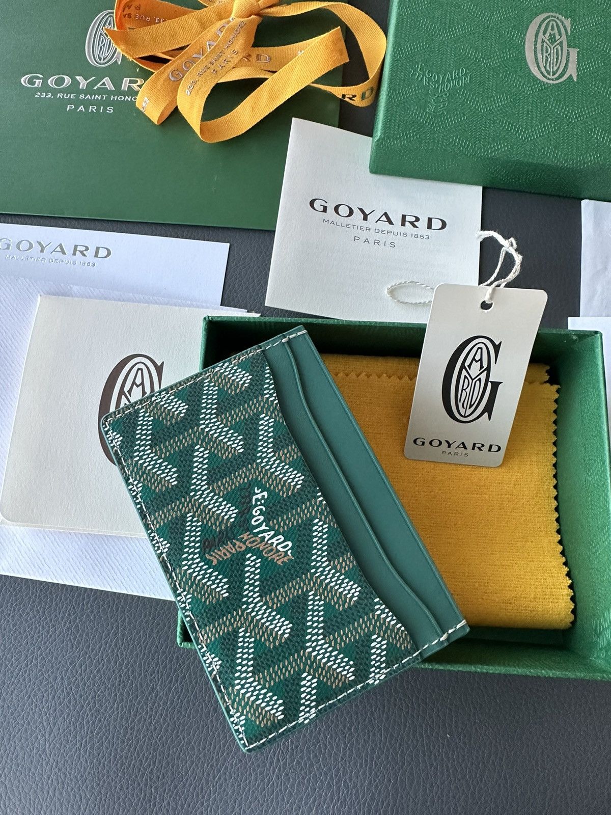 image of Super Goyard Monogram Cardholder Wallet in Green, Men's
