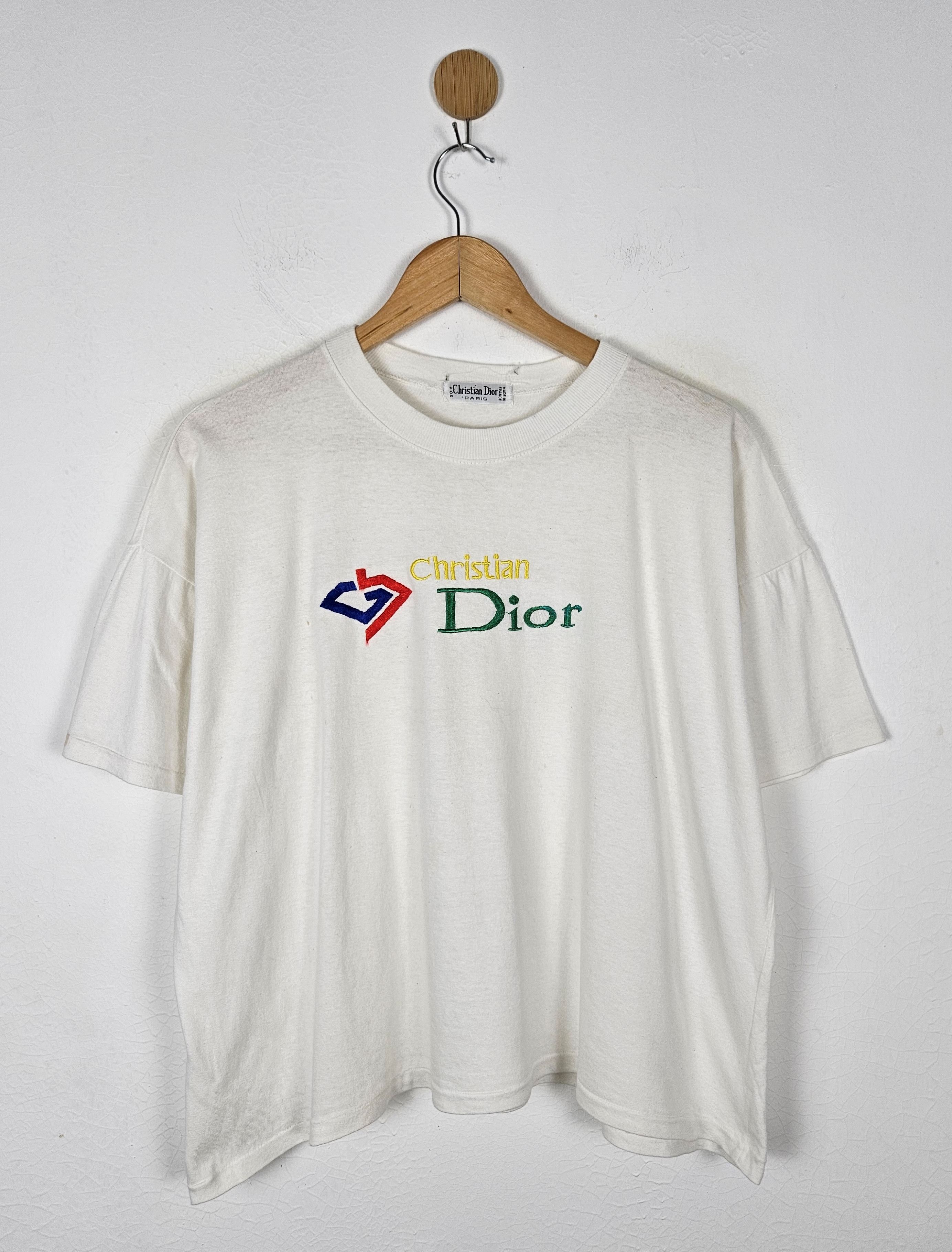 image of Christian Dior Monsieur Christian Dior Multicolor Logo Embroidery Logo 90's Shirt in White, Women's