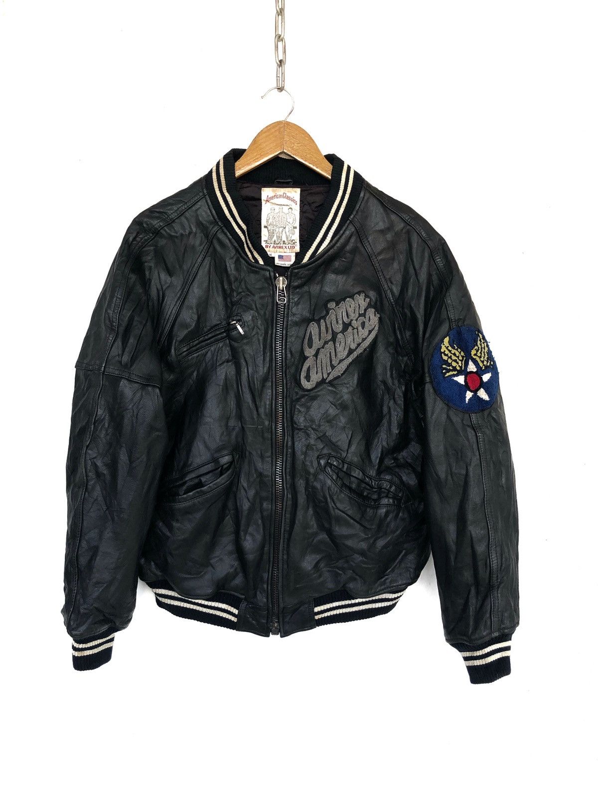 Avirex OG Avirex USAF Emblem Patch Leather Varsity Jacket Size US M / EU 48-50 / 2 - 3 Thumbnail