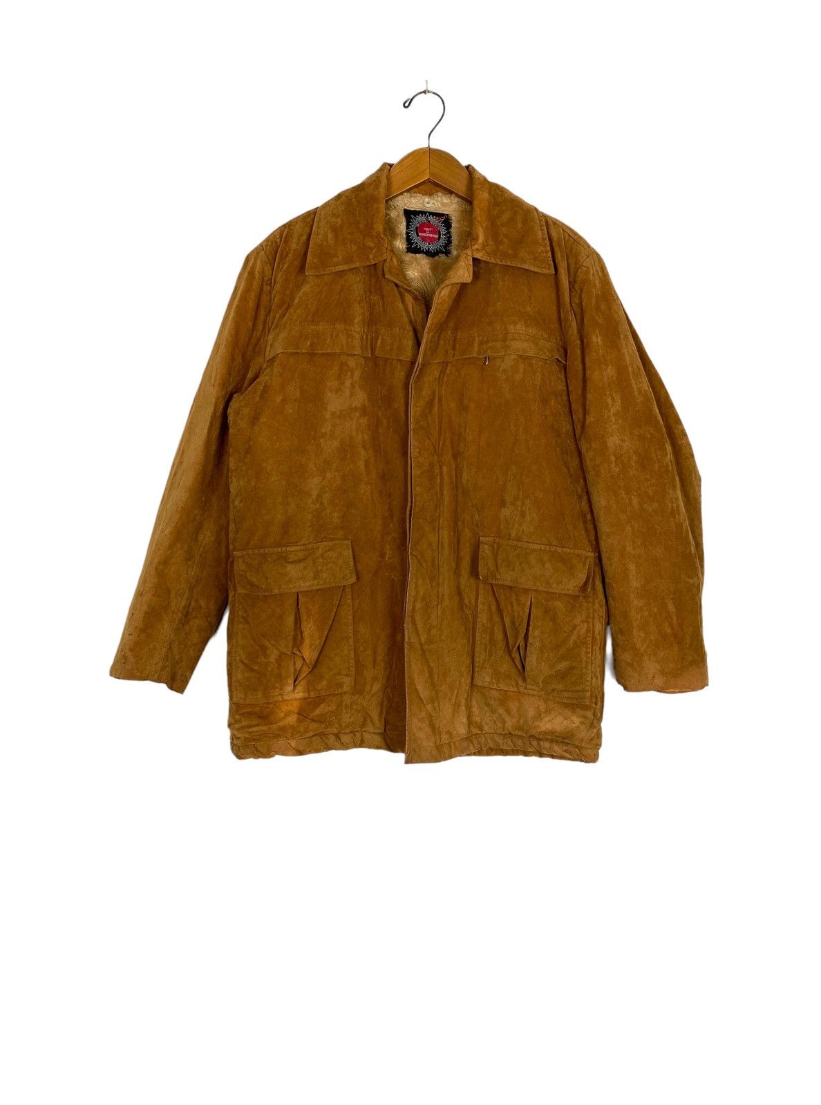 Rare‼️ Vtg Made by Hinode Nippon Coat Suede Faux Fur Linen