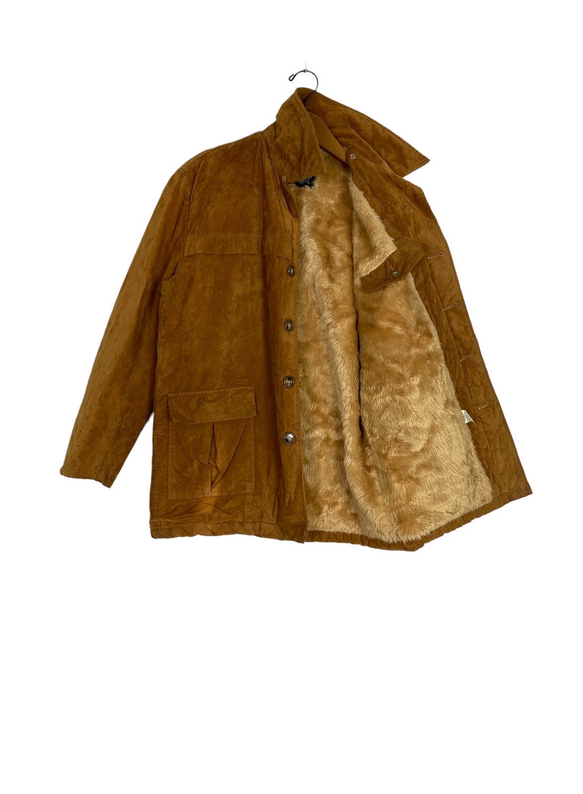 Japanese Brand Rare‼️ Vtg Made by Hinode Nippon Coat Suede Faux Fur Linen Size US L / EU 52-54 / 3 - 2 Thumbnail
