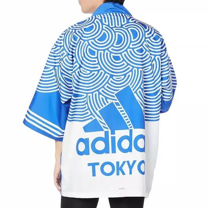 image of Adidas Kimono Tokyo Pack Happi Jacket in Blue/White, Men's (Size Large)