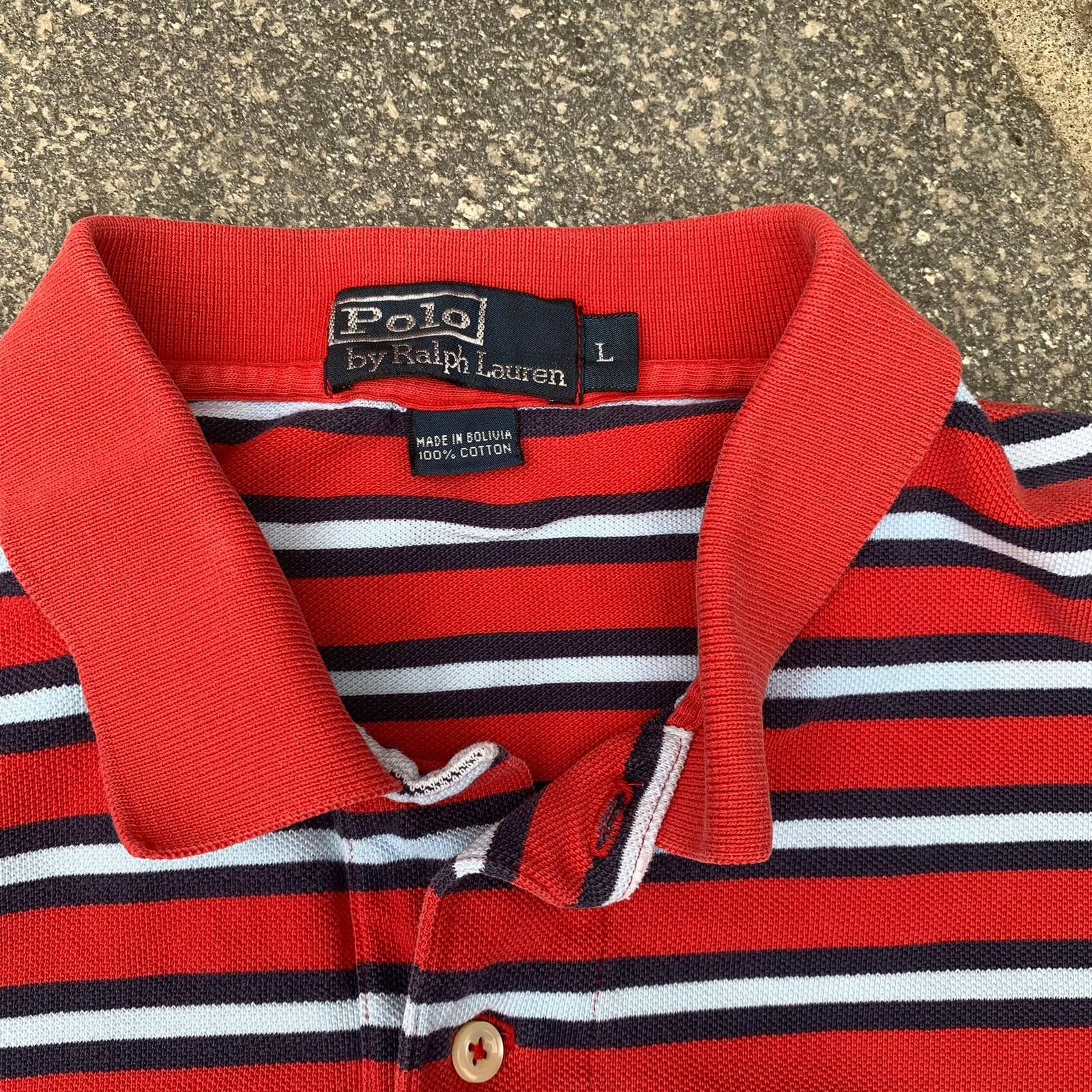 Polo Ralph Lauren 90s Polo Ralph Lauren Striped Polo Shirt Size US L / EU 52-54 / 3 - 3 Thumbnail