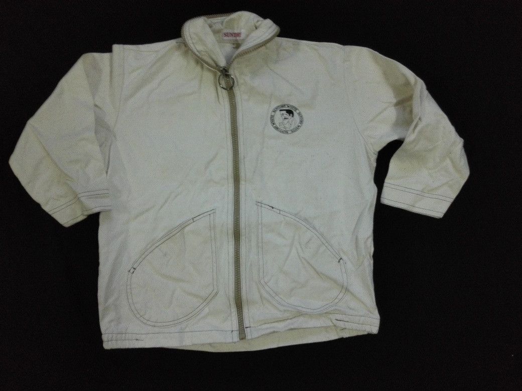 Vintage Vintage 80s Suntory White Printed Denim Jacket Trucker Art Size US S / EU 44-46 / 1 - 3 Thumbnail