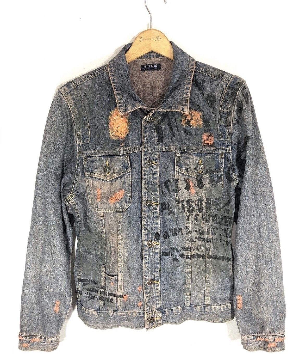 In The Attic In The Attic Distressed Painted Denim Jacket Size US M / EU 48-50 / 2 - 1 Thumbnail