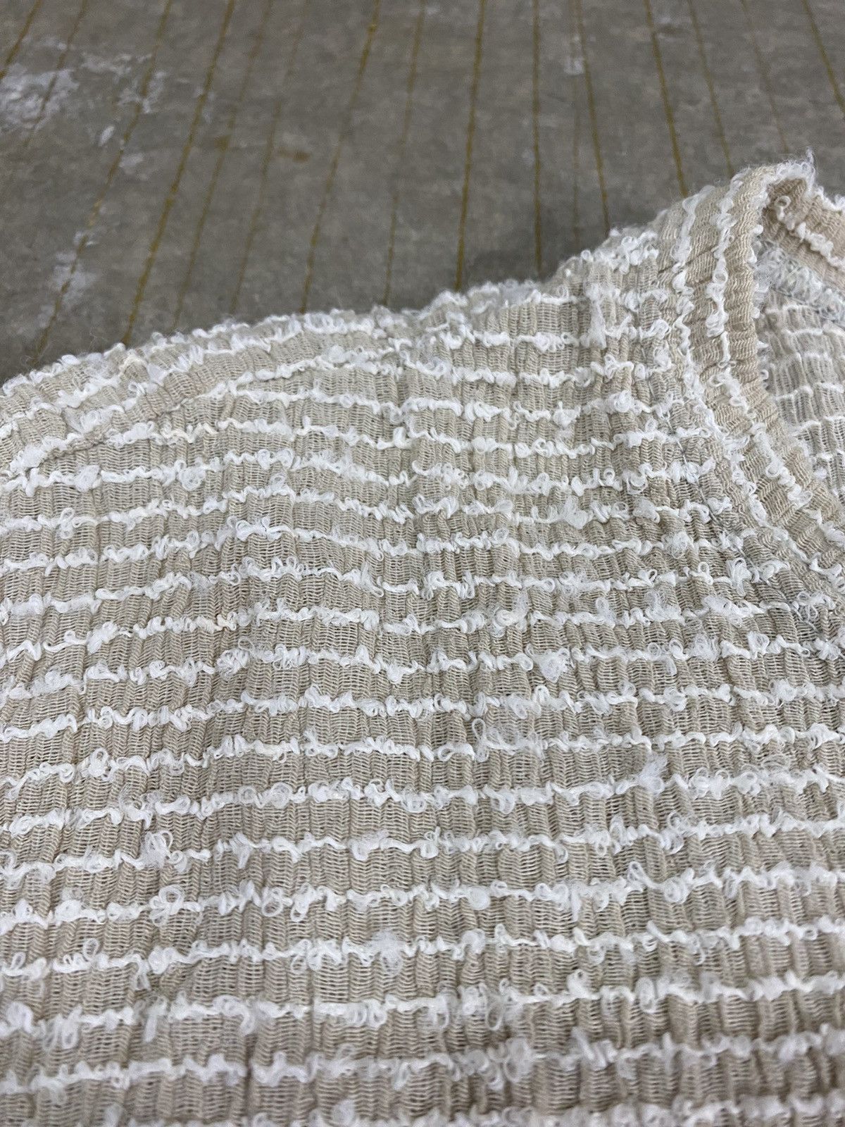 Issey Miyake × Pleats Please Issey Miyake × Vintage 90s ISSEY MIYAKE plantation fringe mix fabric shirt Size M / US 6-8 / IT 42-44 - 5 Thumbnail