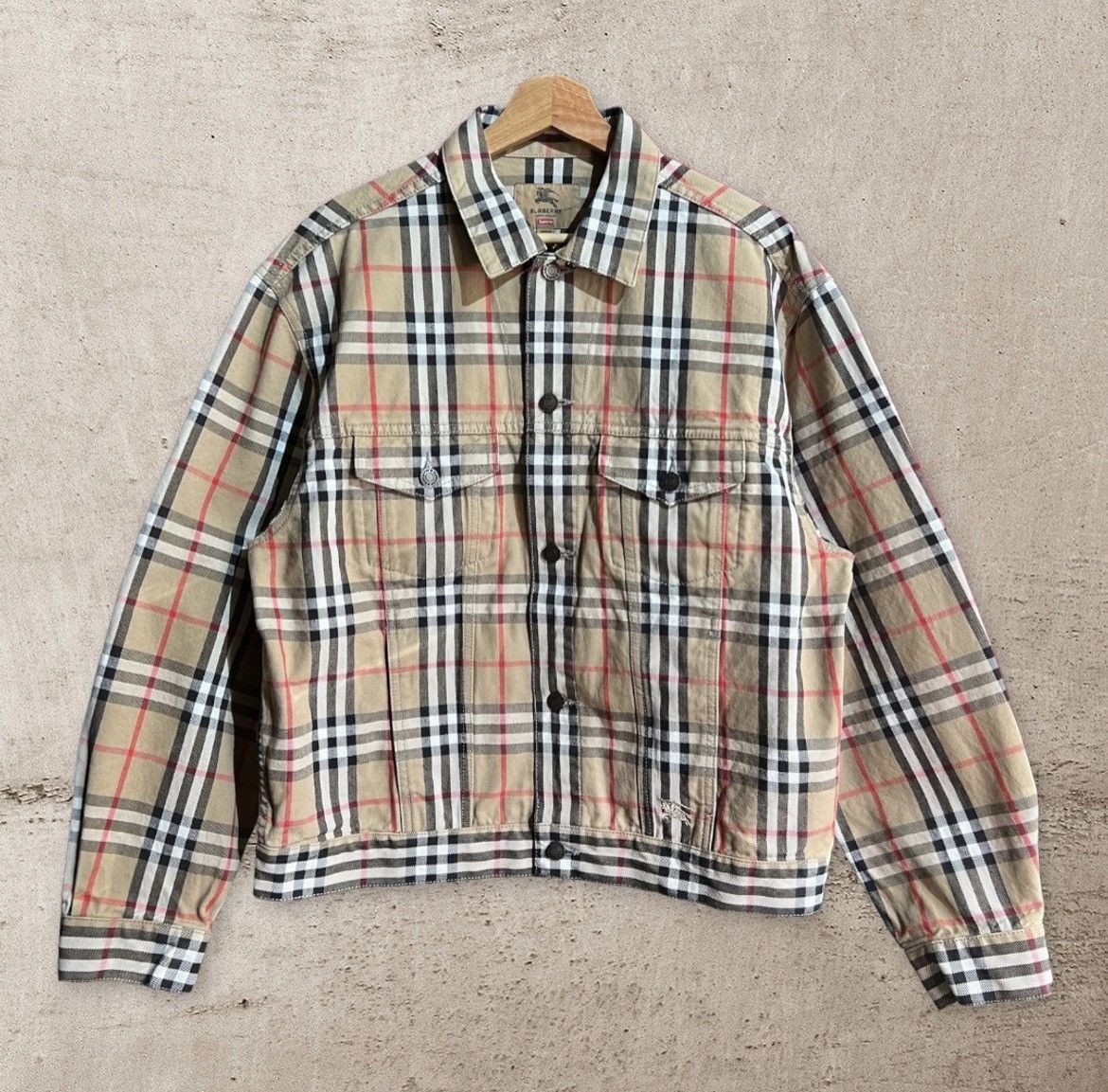image of Burberry Denim Jacket Brown in Khaki, Men's (Size Medium)