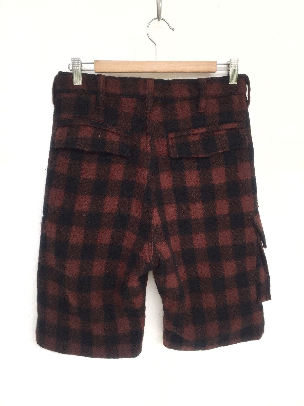 Diet Butcher Slim Skin Bondage Patchwork Tartan Thick Wool Cargo Shorts Size US 30 / EU 46 - 2 Thumbnail