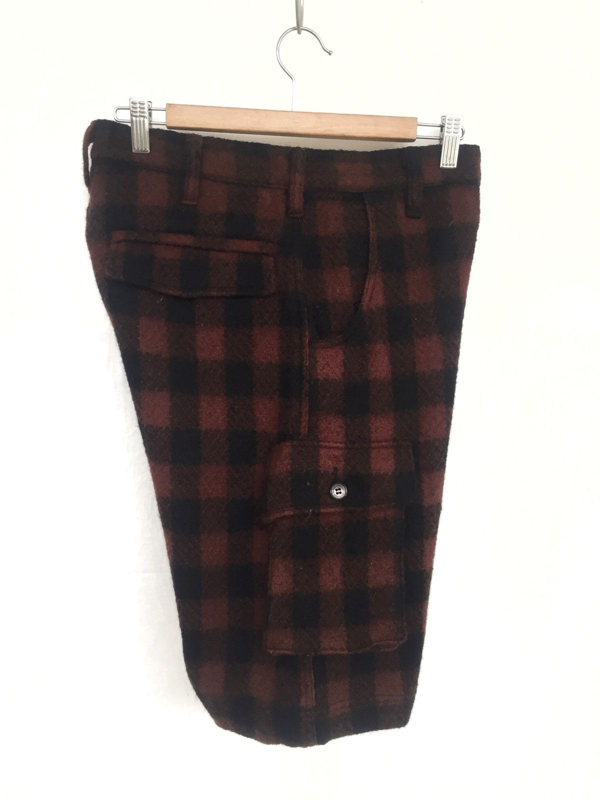 Diet Butcher Slim Skin Bondage Patchwork Tartan Thick Wool Cargo Shorts Size US 30 / EU 46 - 3 Thumbnail